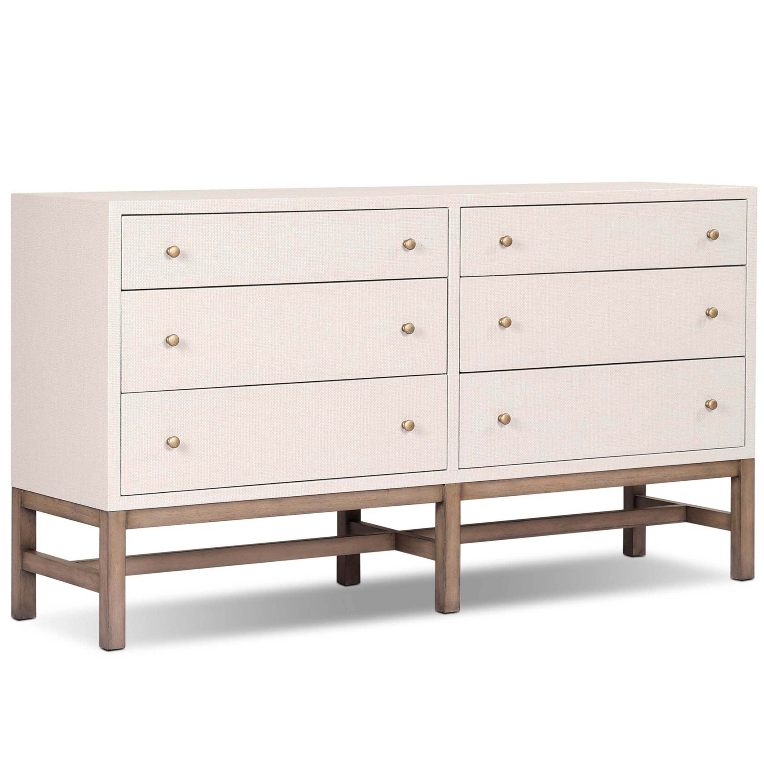 Fiona 6 Drawer Dresser, Ivory Painted Raffia
