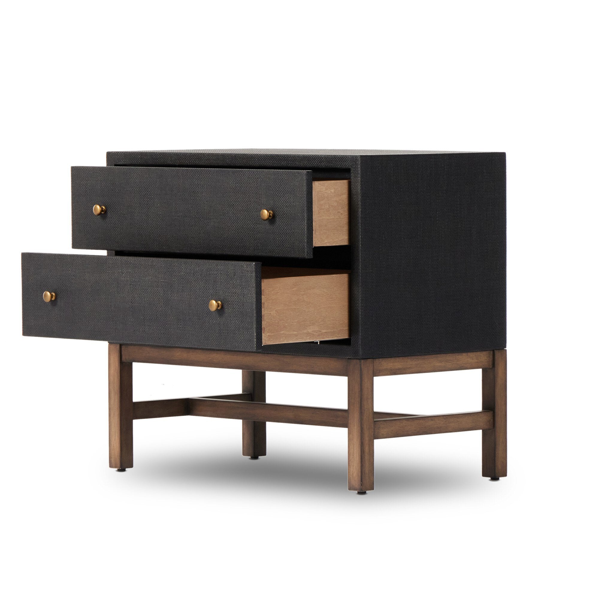 Fiona Nightstand, Black Raffia