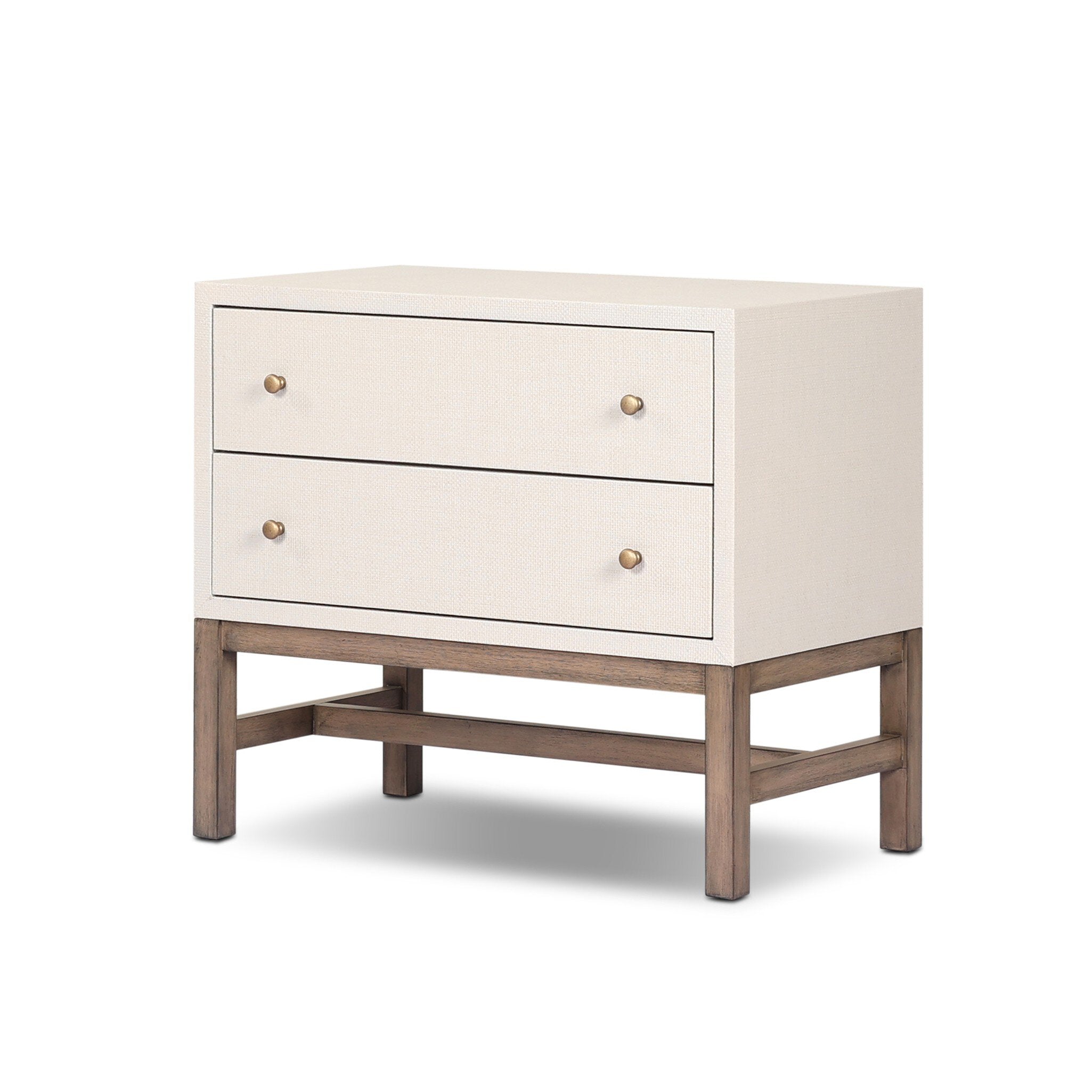 Fiona Nightstand, Ivory Painted Raffia