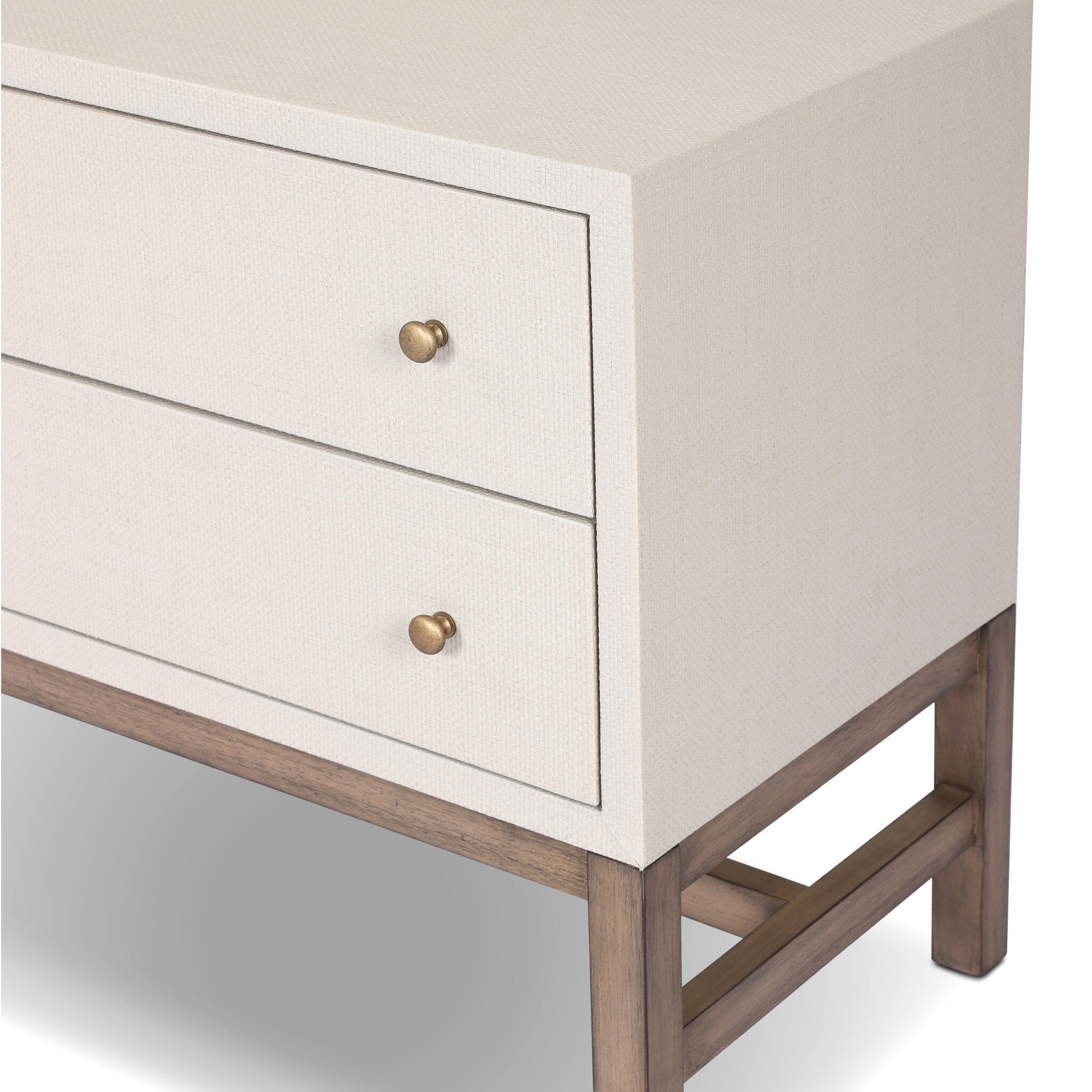Fiona Nightstand, Ivory Painted Raffia