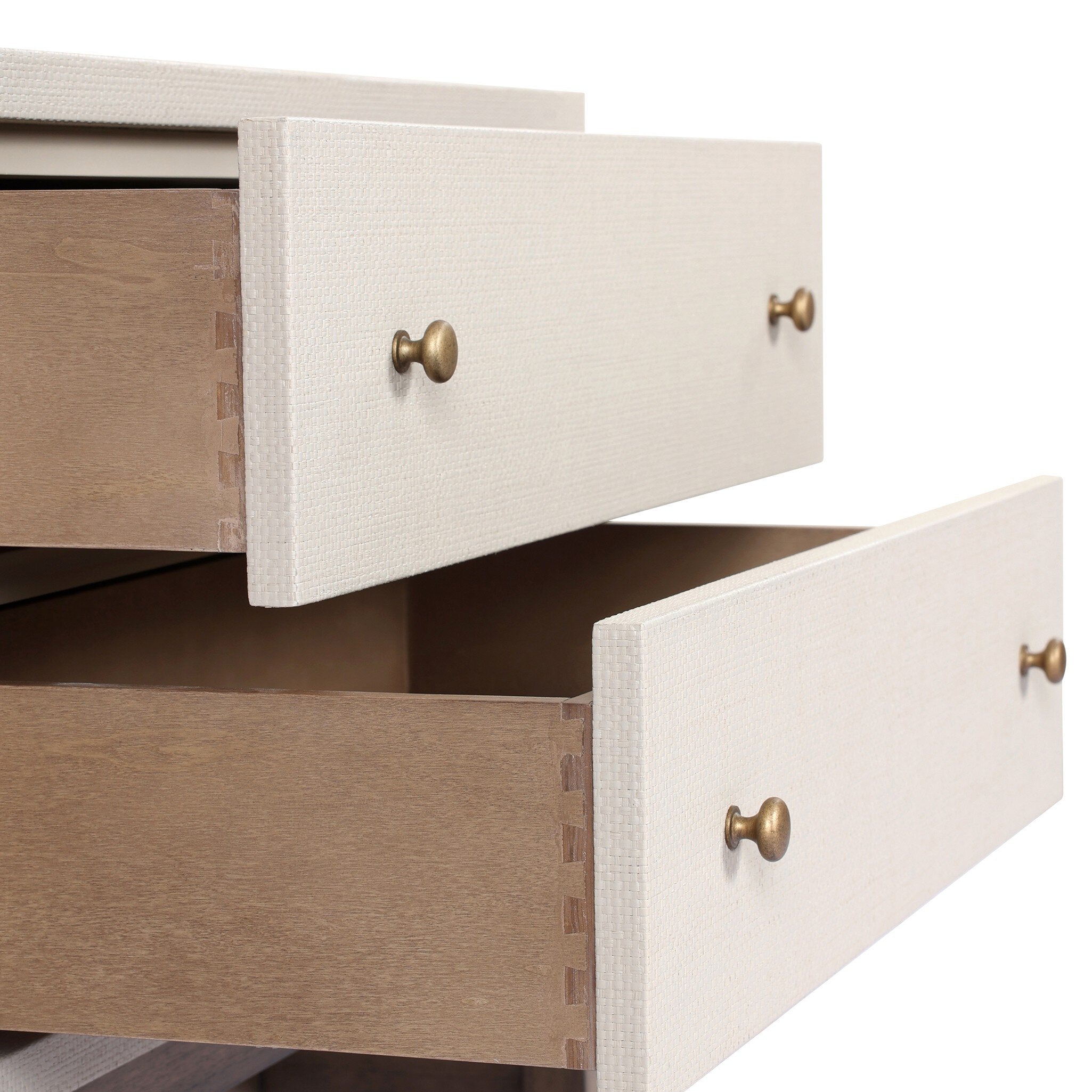 Fiona Nightstand, Ivory Painted Raffia