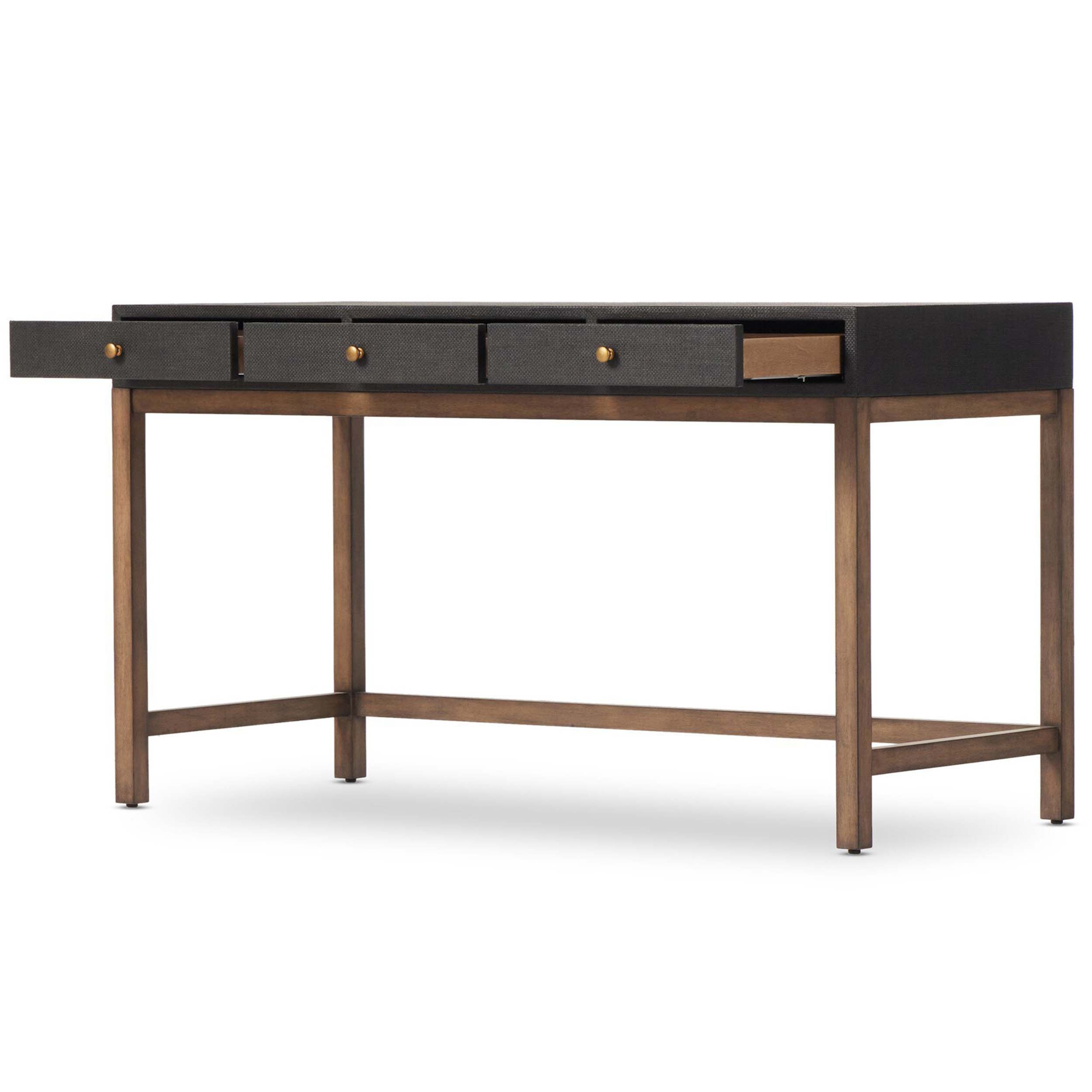Fiona Desk, Black Raffia