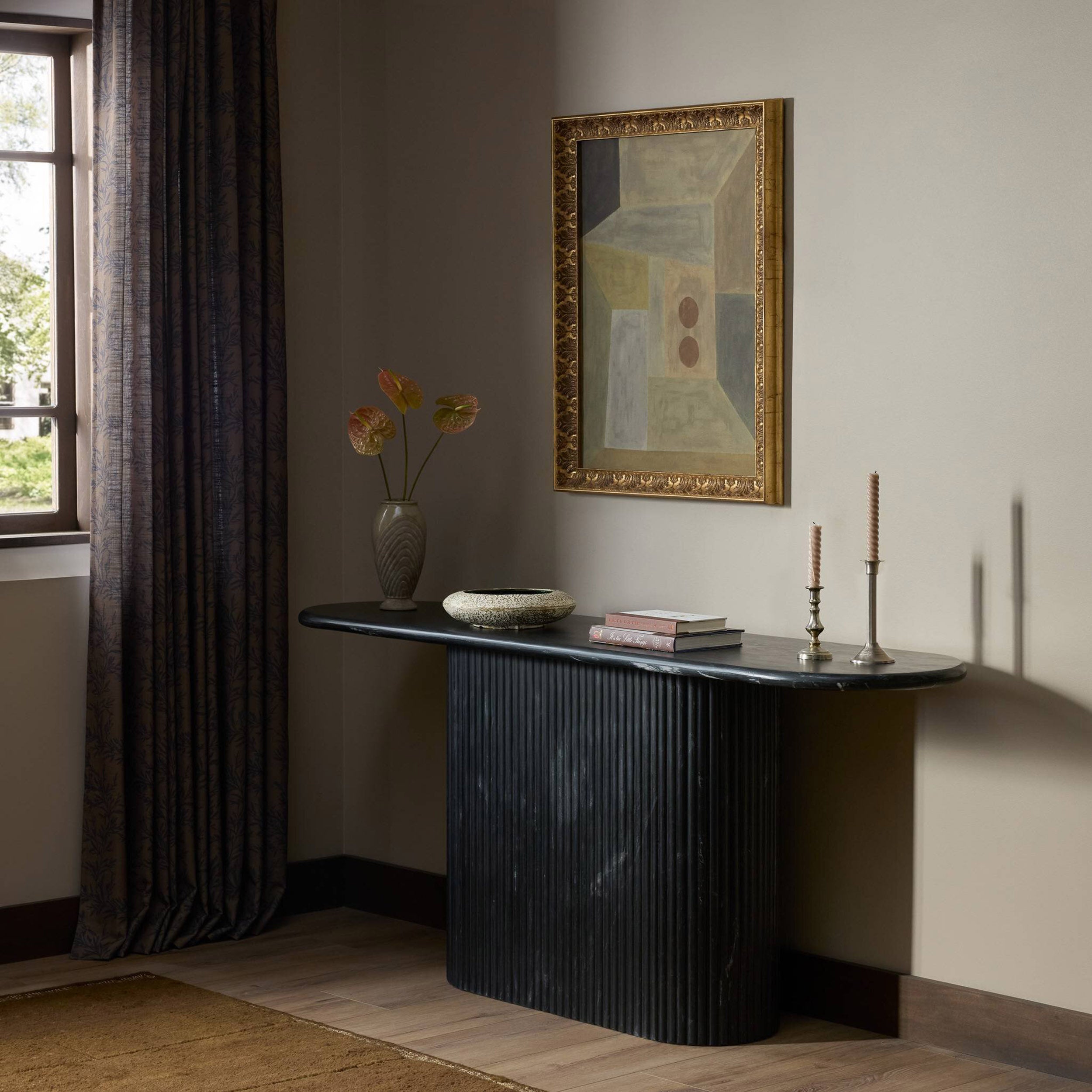 Oranda Console Table, Black Marble
