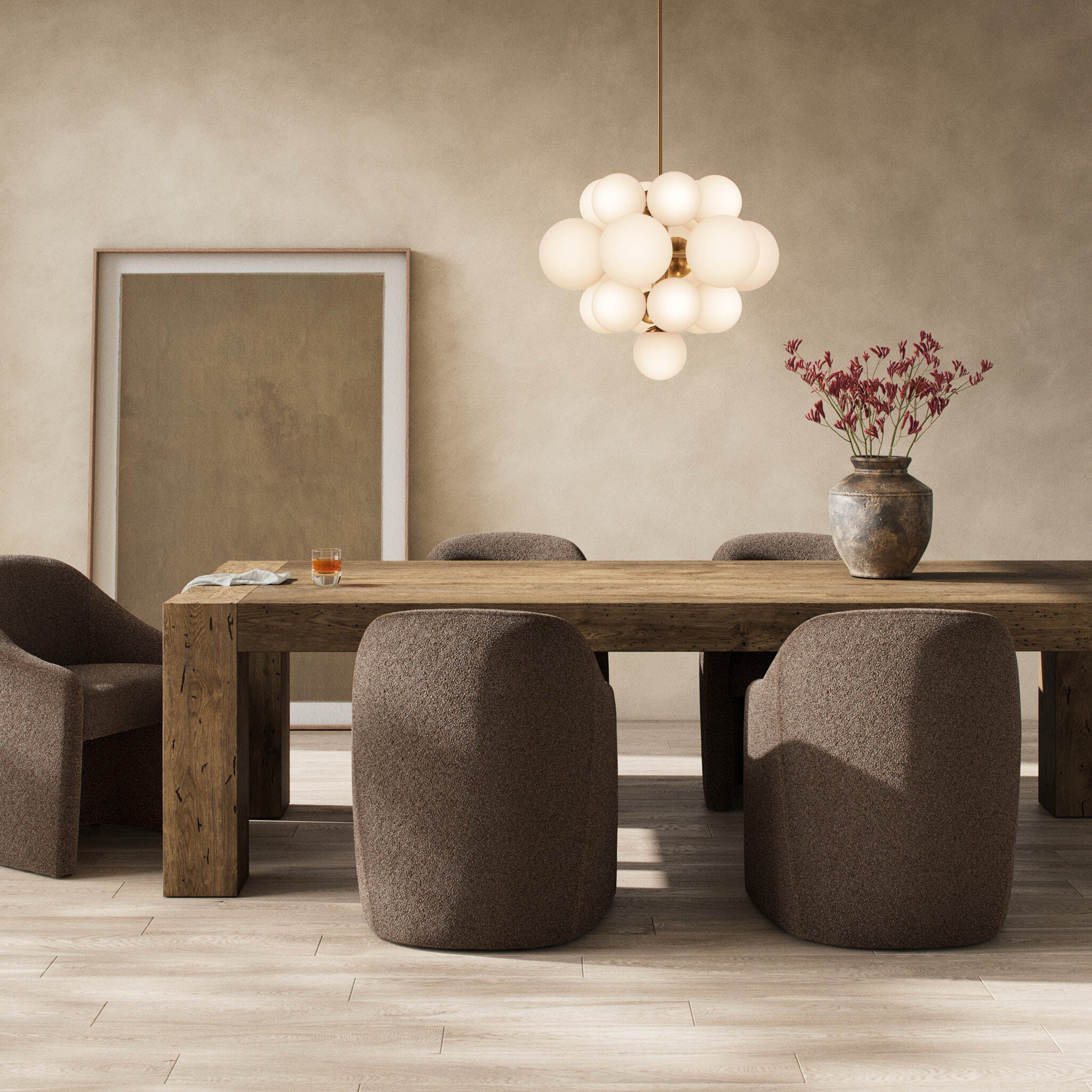 Abaso Dining Table, Rustic Wormwood Oak