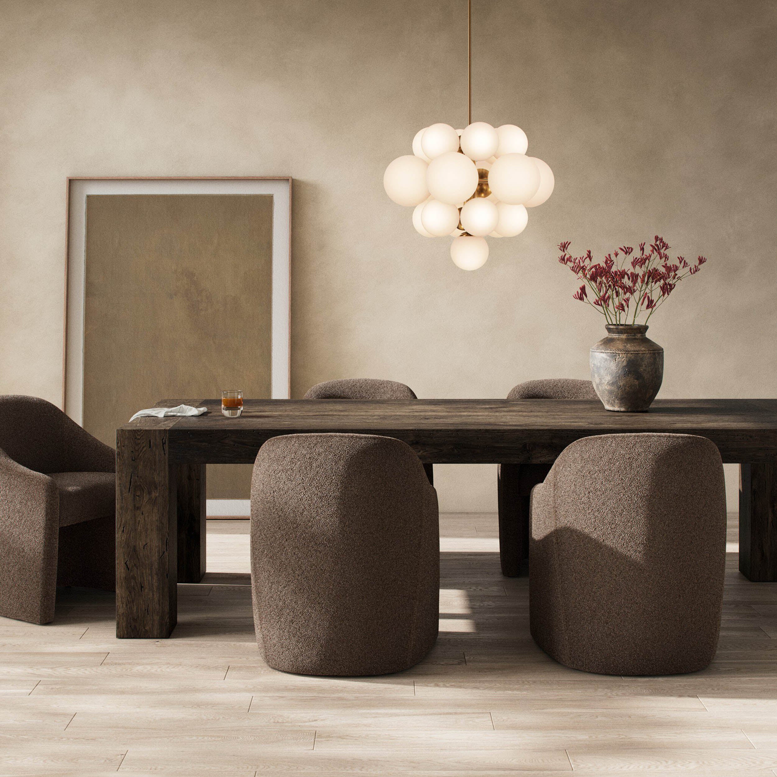 Abaso Dining Table, Ebony Rustic Wormwood Oak