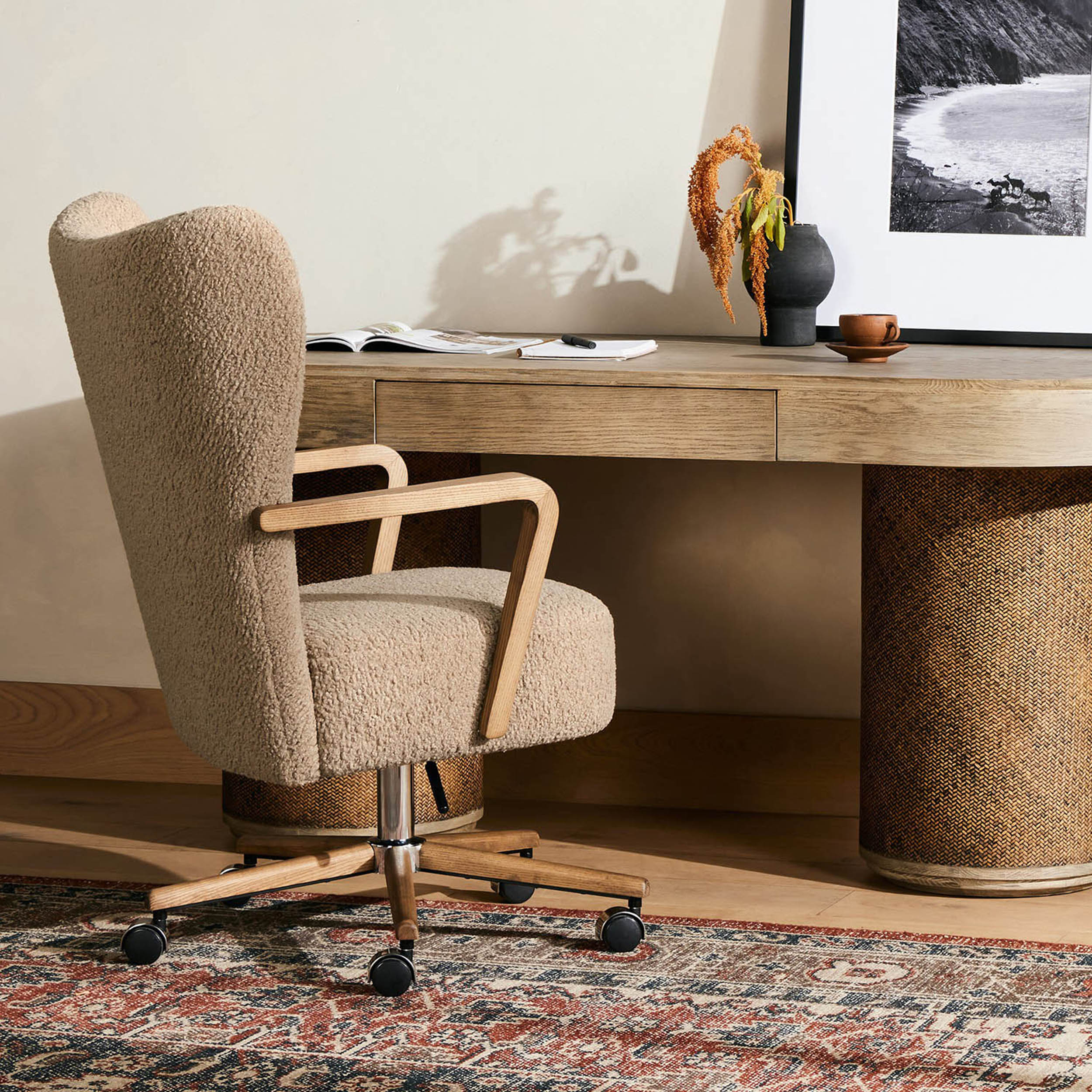 Melrose Desk Chair, Sheepskin Camel
