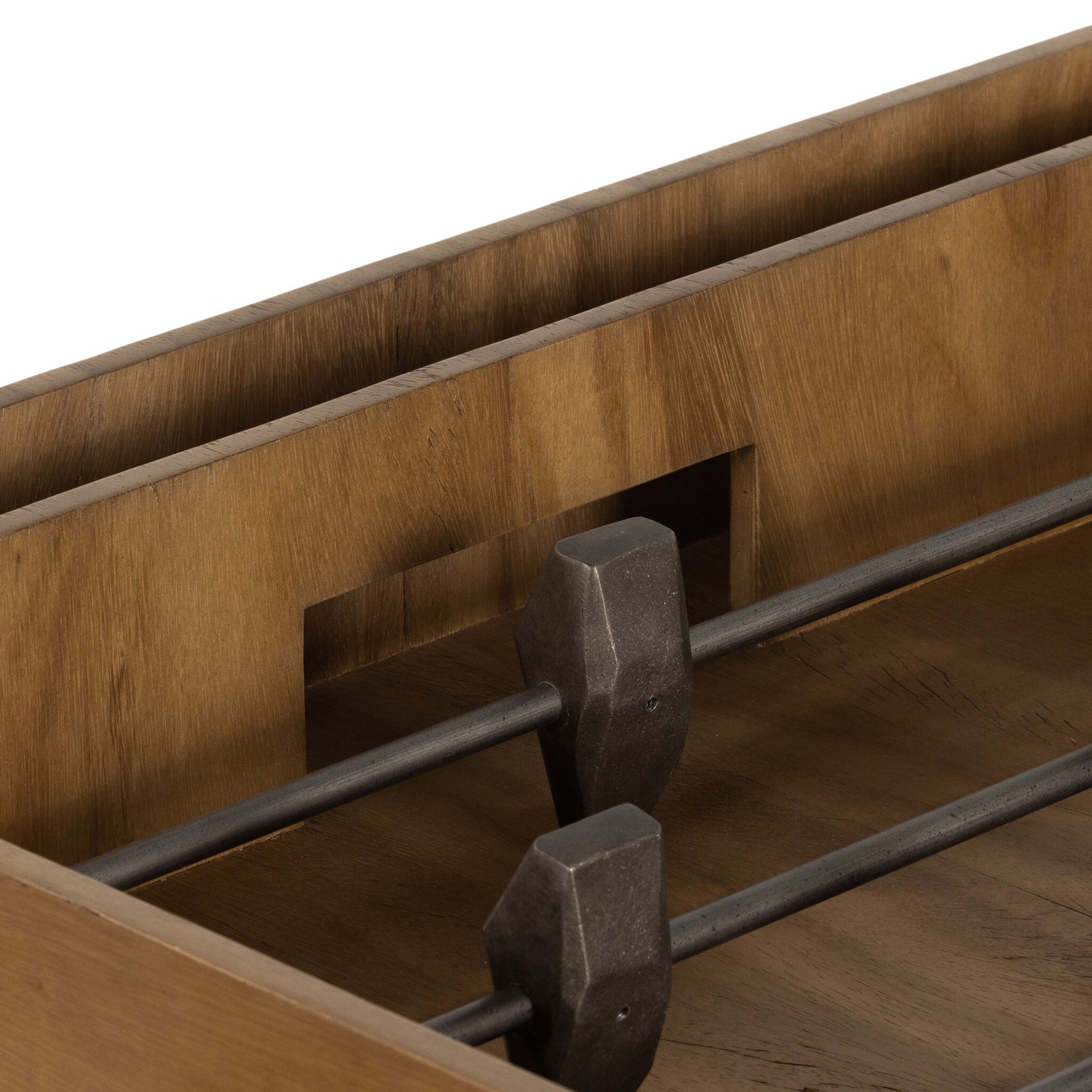 Foosball Table, Aged Grey Steel, Natural Brown Guanacaste