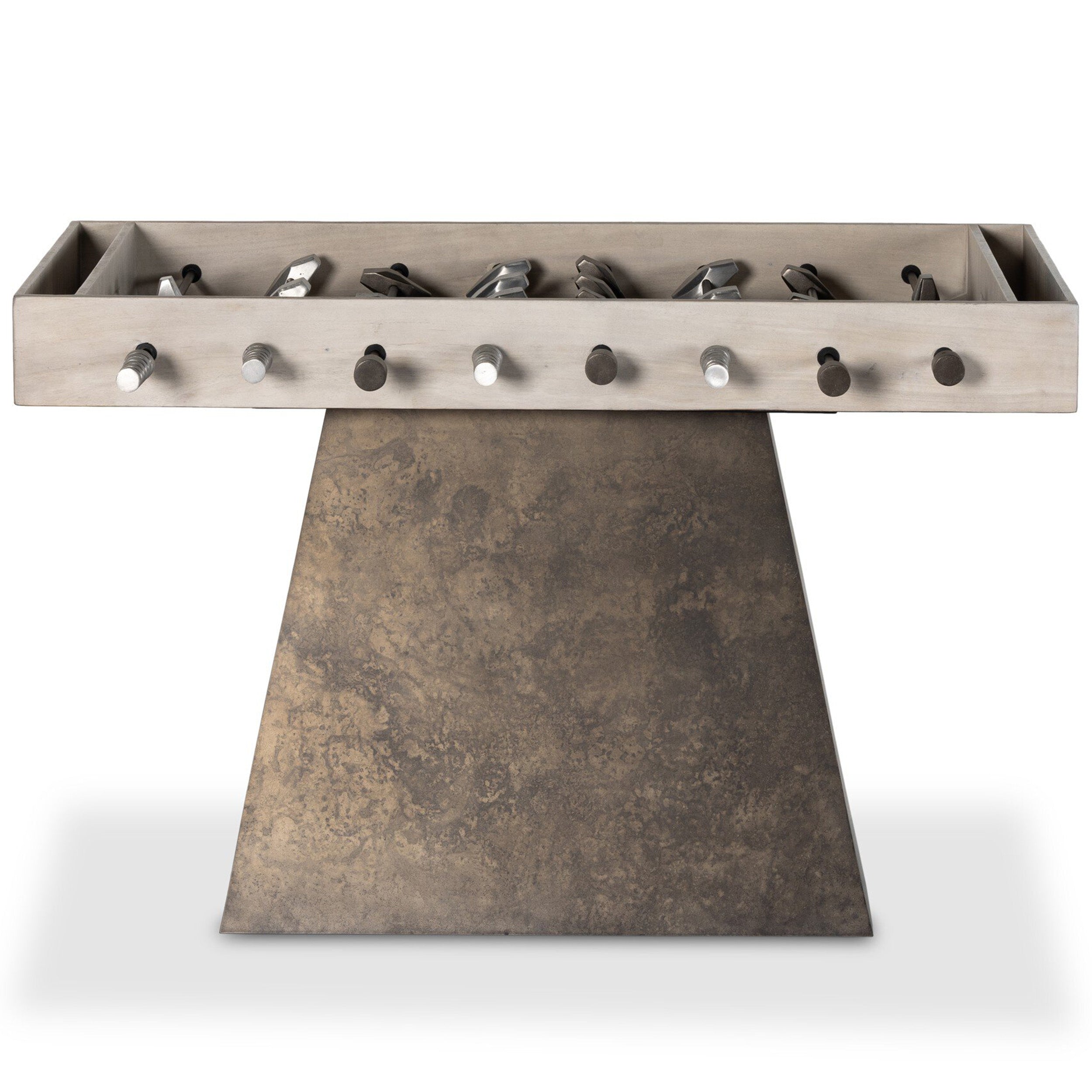 Foosball Table, Aged Grey Steel, Bleached Guanacaste