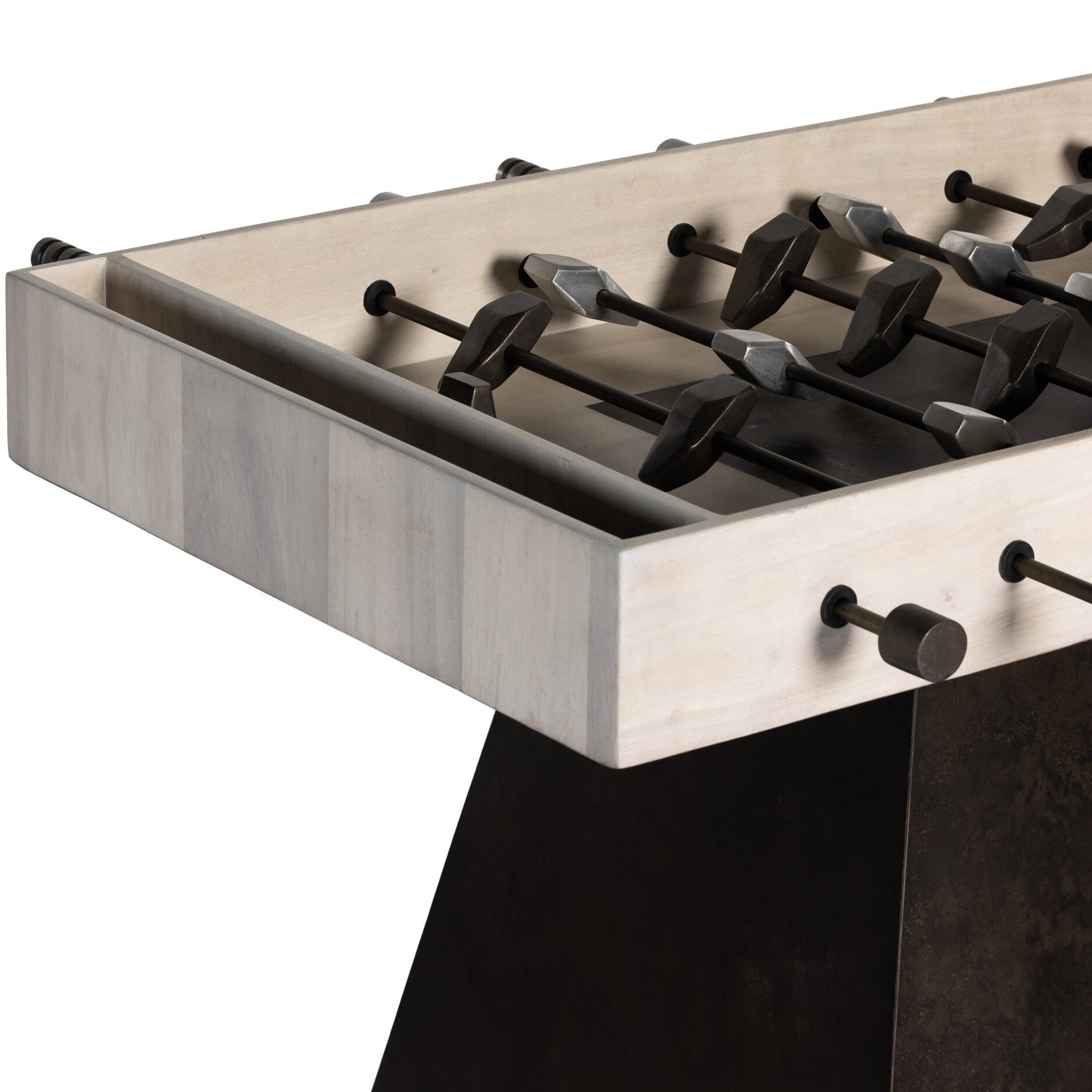 Foosball Table, Aged Grey Steel, Bleached Guanacaste