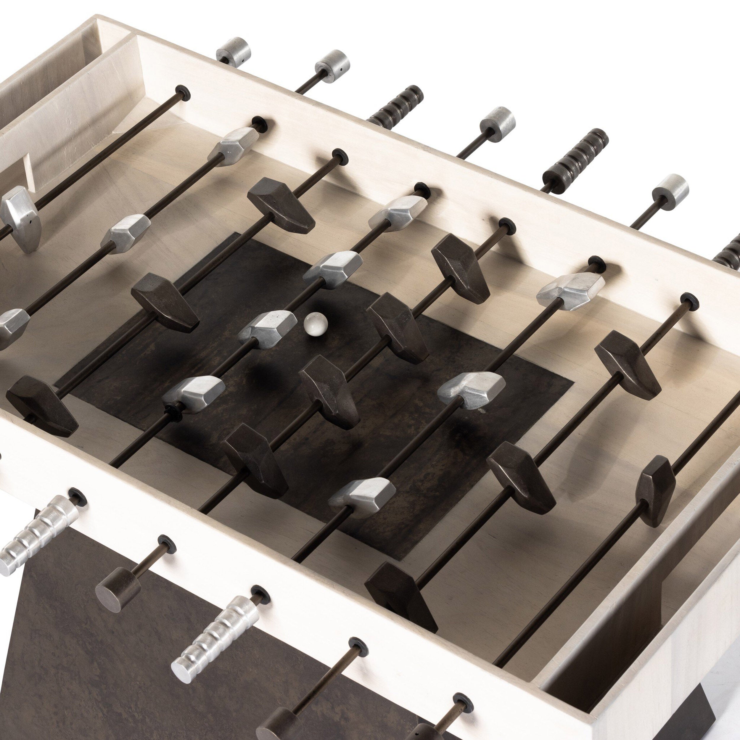 Foosball Table, Aged Grey Steel, Bleached Guanacaste