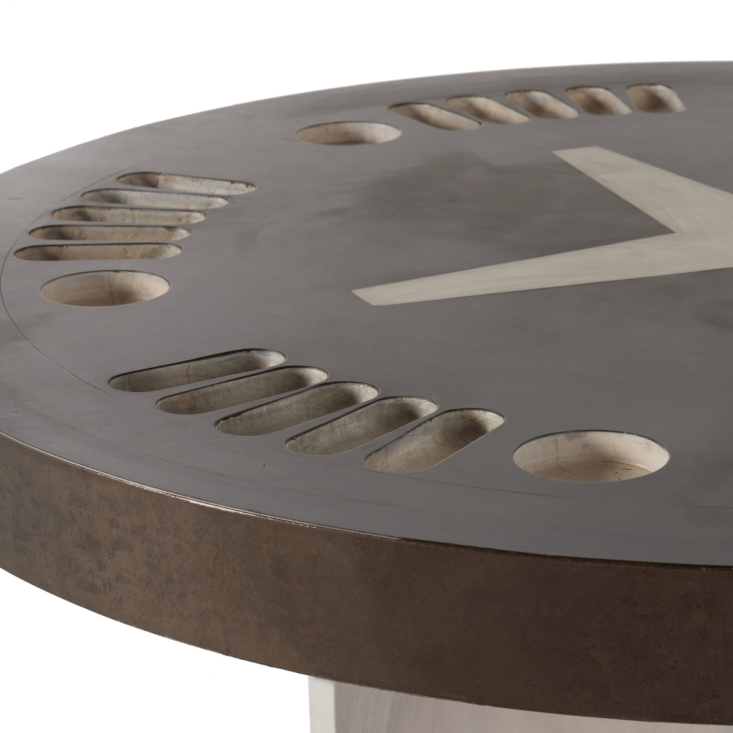 Poker Table, Aged Metal, Bleached Guanacaste