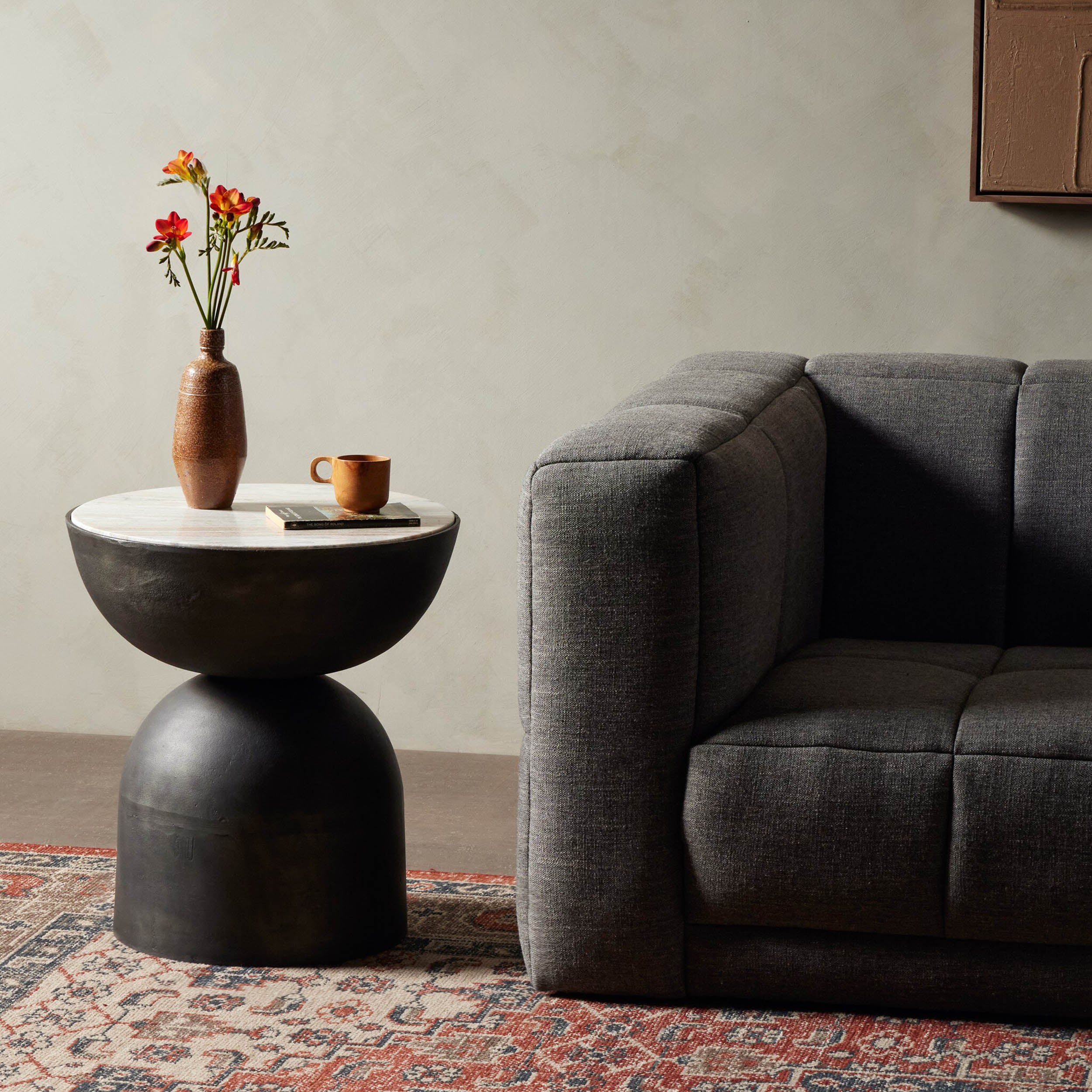 Corbett End Table, Creamy Taupe Marble