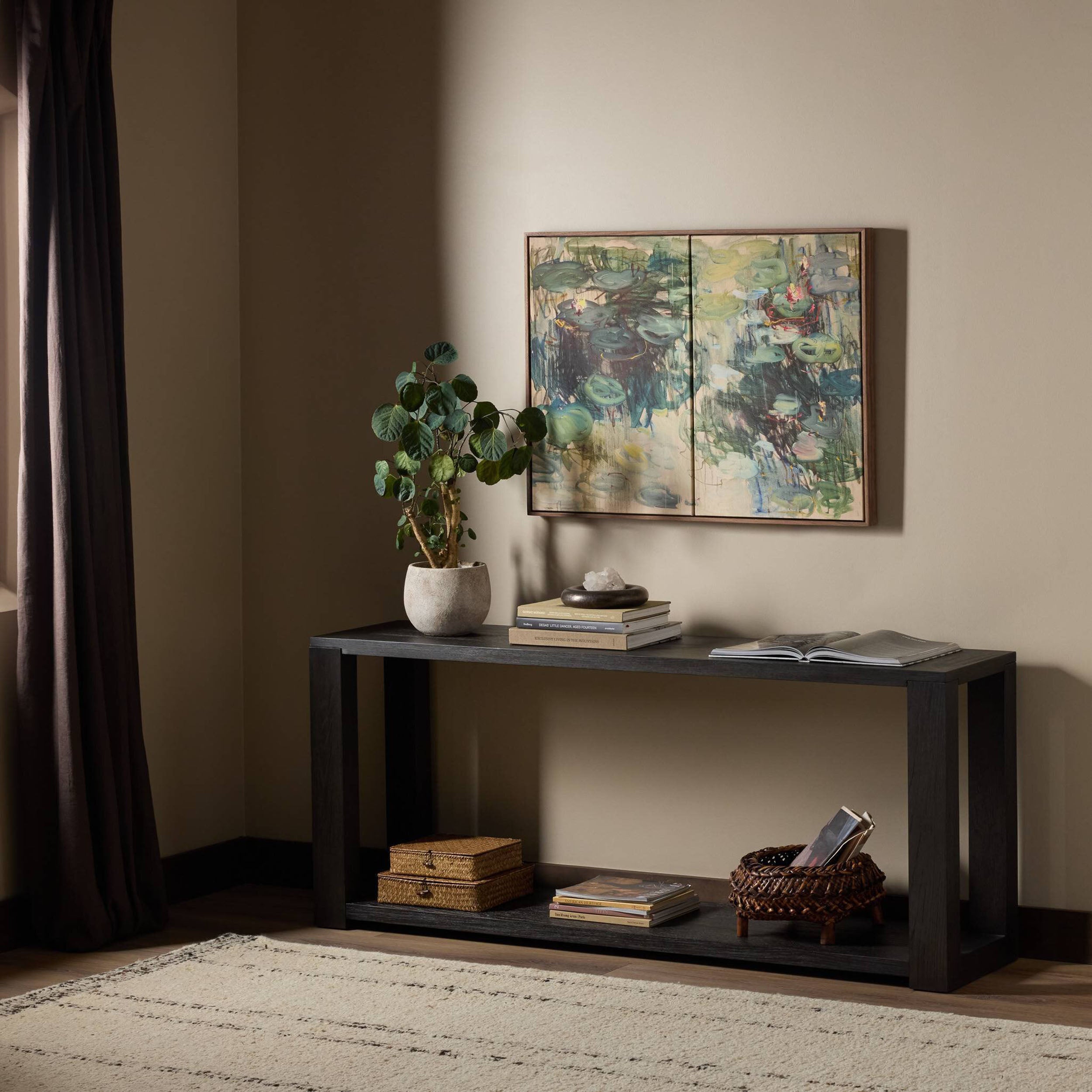 Thomas Console Table, Dark Anthracite Oak Veneer