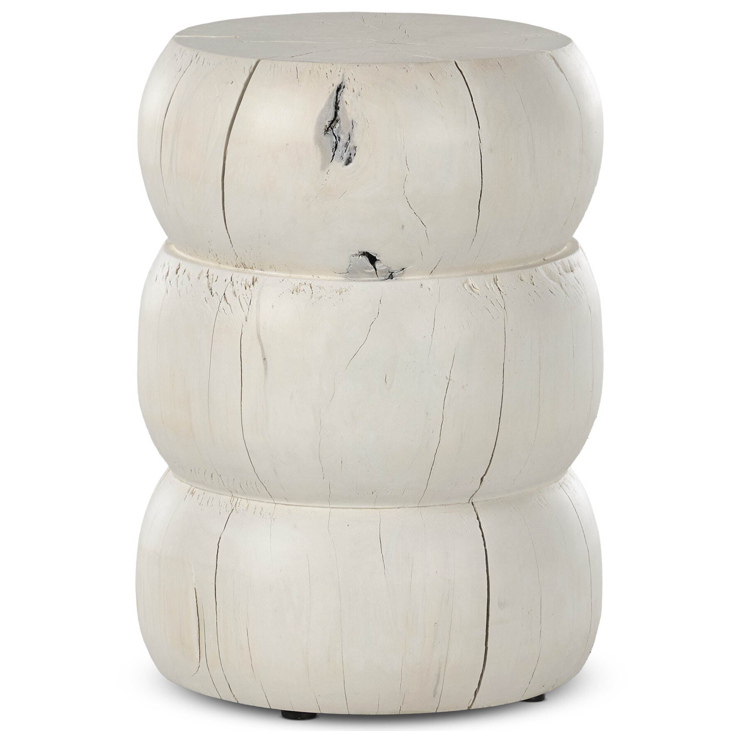 Pagoda End Table, Ivory