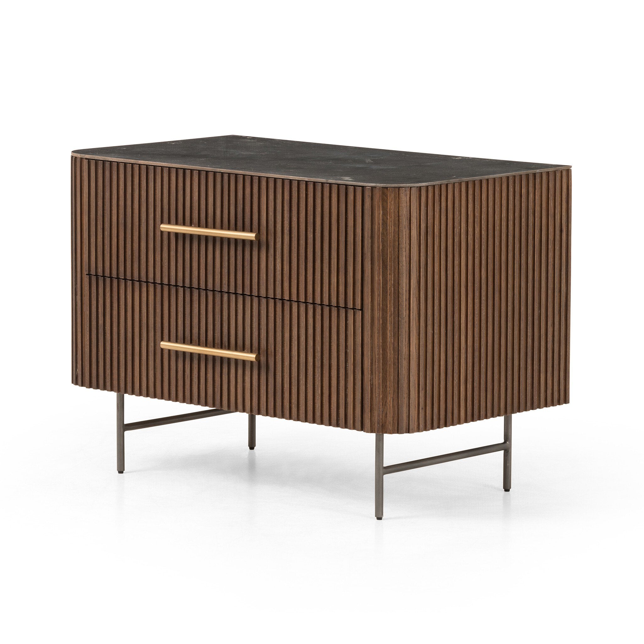 Fletcher Large Nightstand, Bluestone/Terra Brown Oak