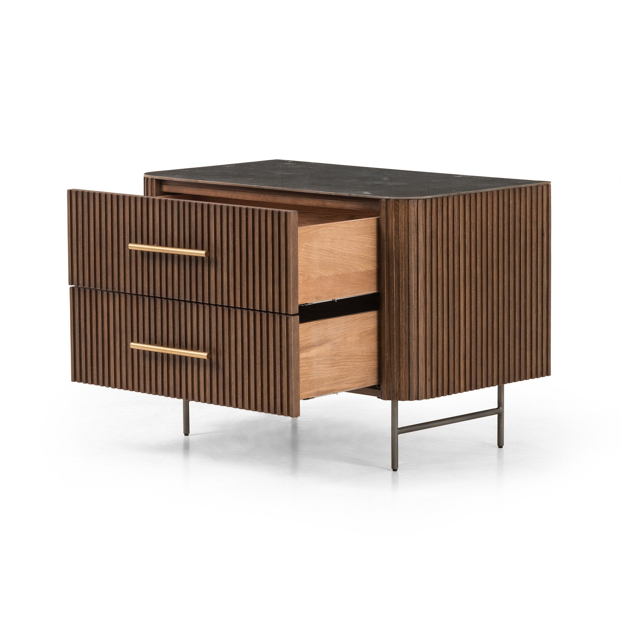Fletcher Large Nightstand, Bluestone/Terra Brown Oak