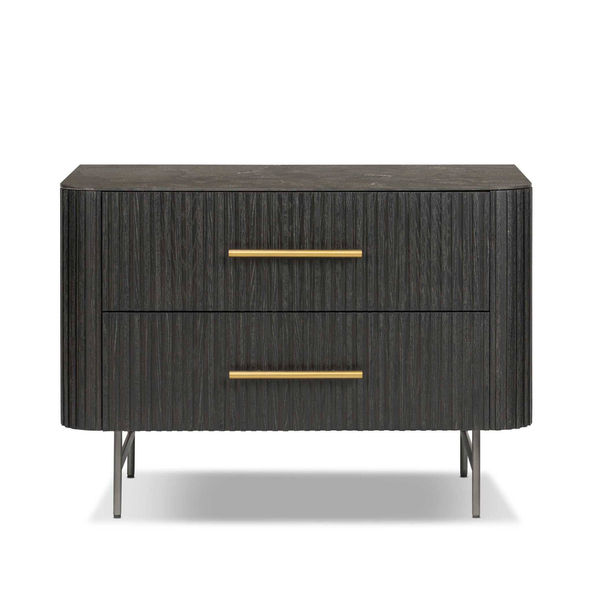 Fletcher Large Nightstand, Bluestone/Distressed Black Oak