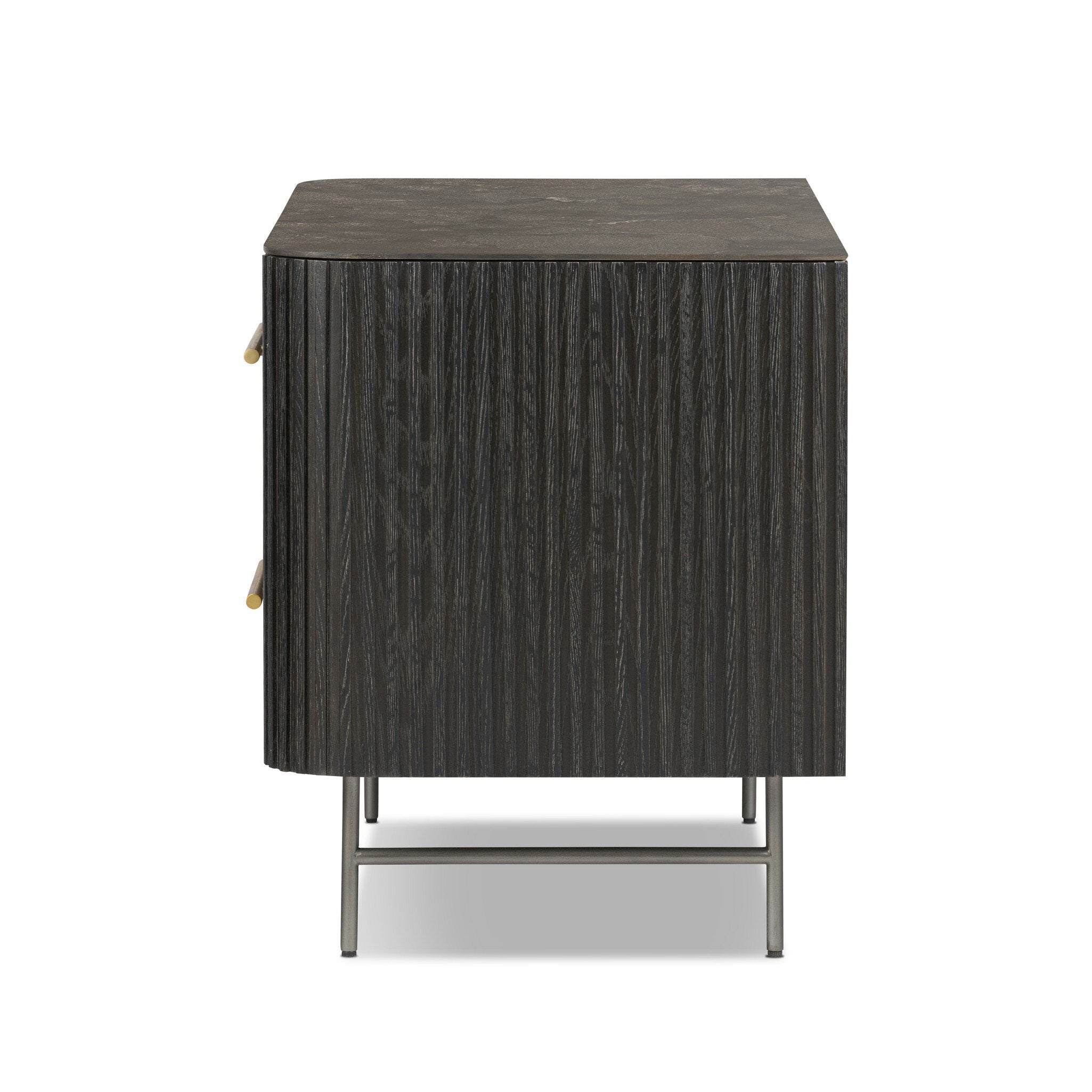 Fletcher Large Nightstand, Bluestone/Distressed Black Oak