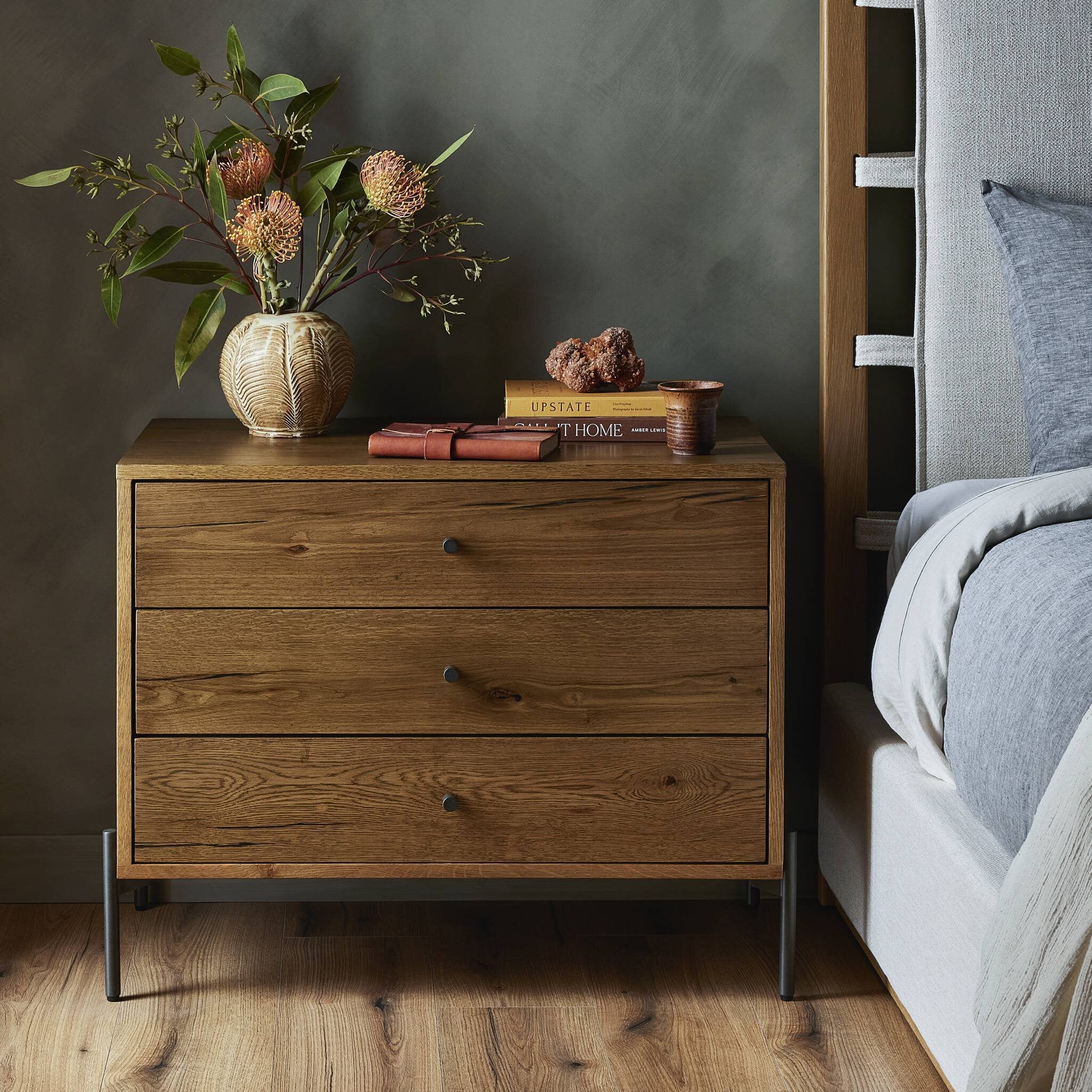 Eaton Large Nightstand, Amber Oak Resin