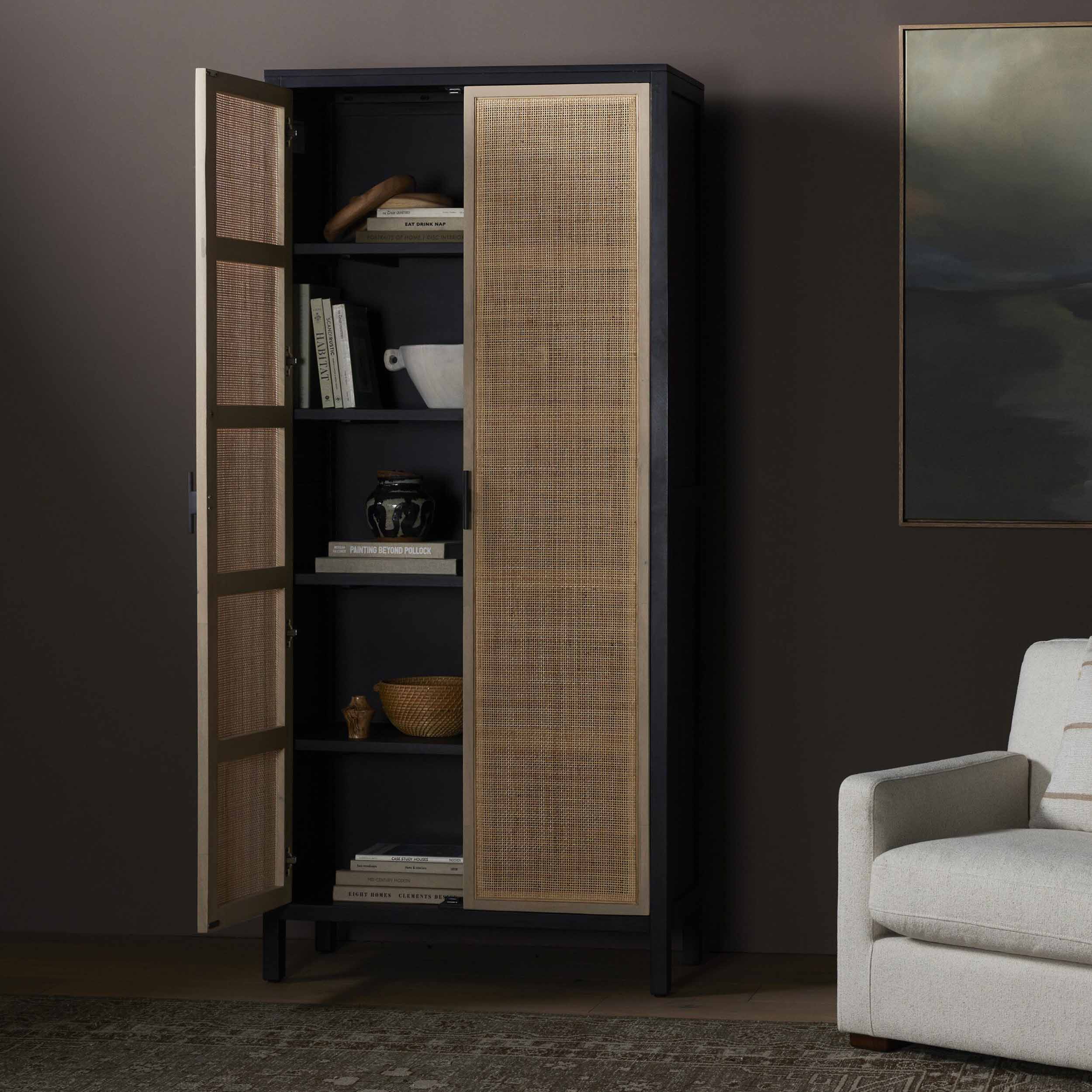 Caprice Tall Cabinet, Black Wash Mango