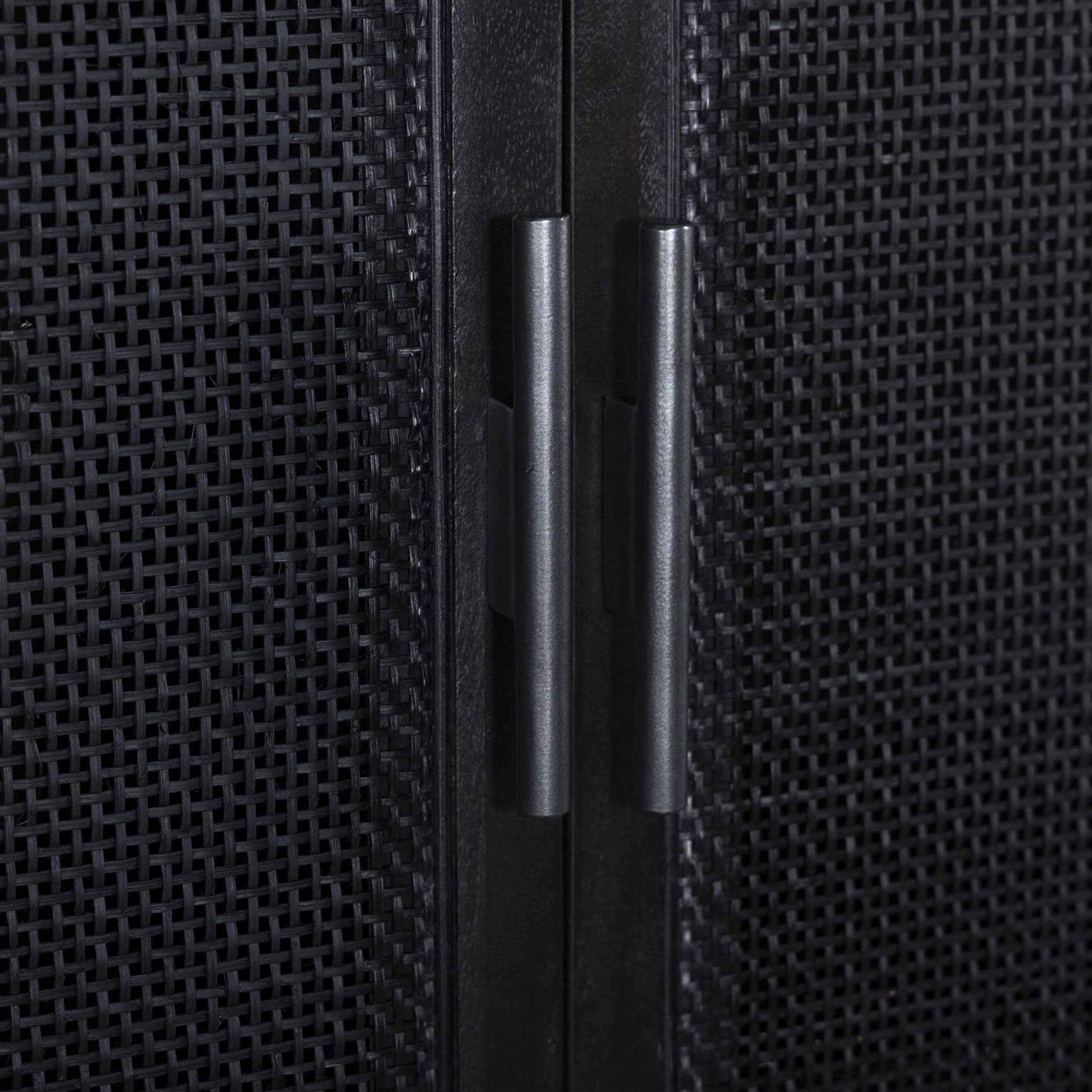 Caprice Tall Cabinet, Black Wash Mango/Black Cane