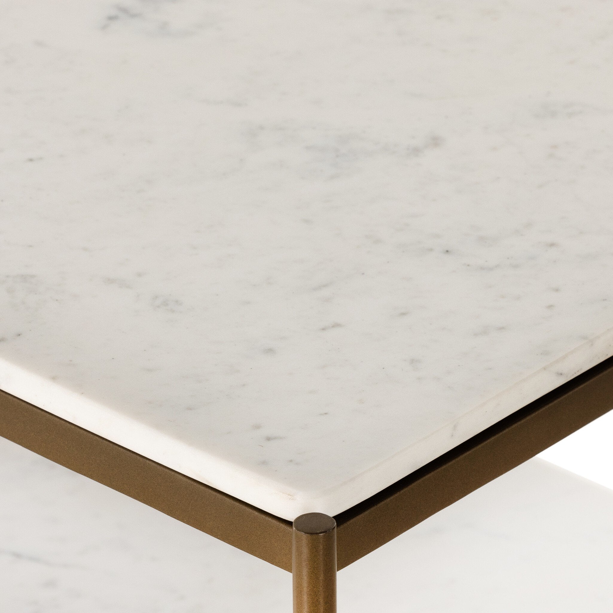 Felix Large Nightstand, Polished White Marble/Antique Brass