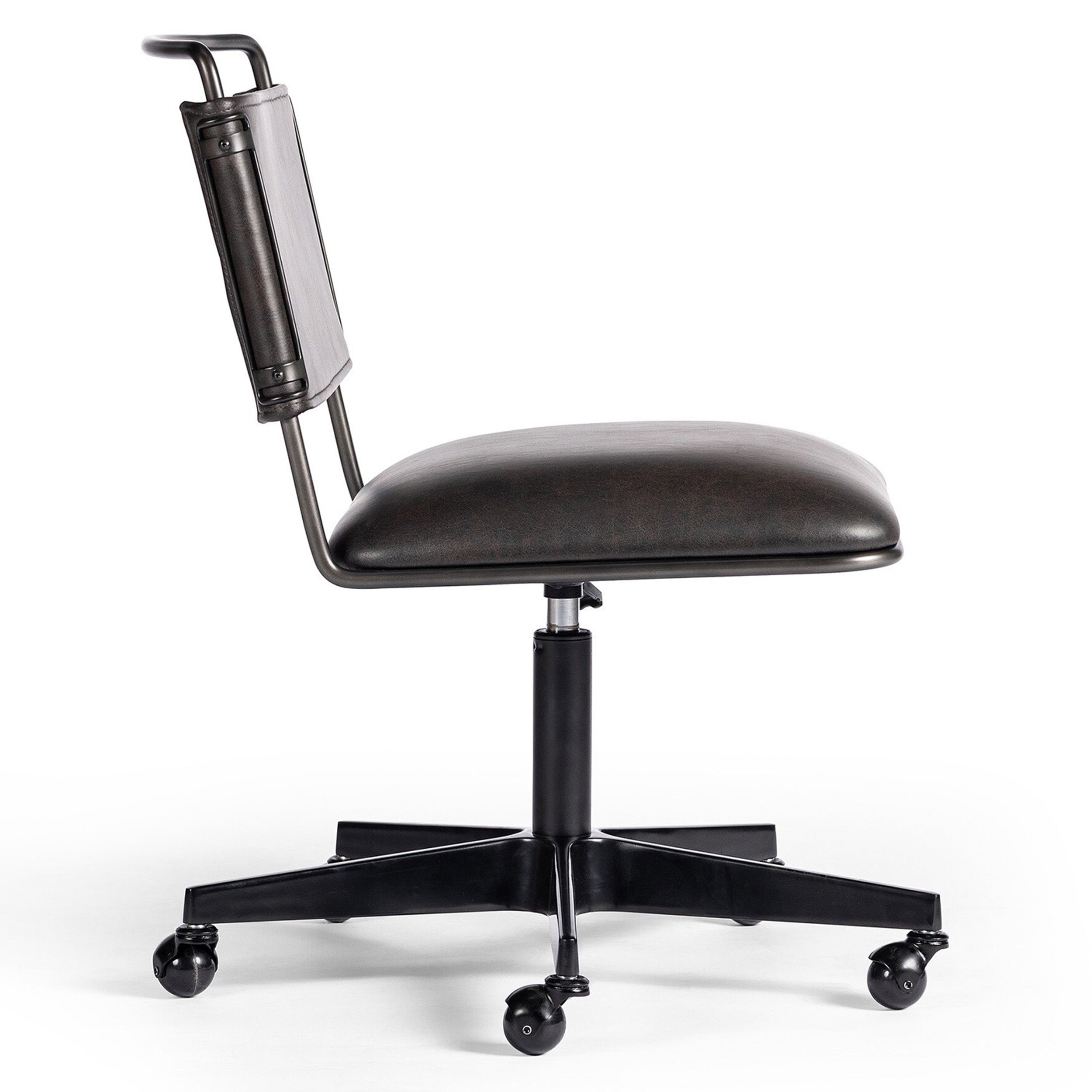 Wharton Desk Chair, Distressed Black