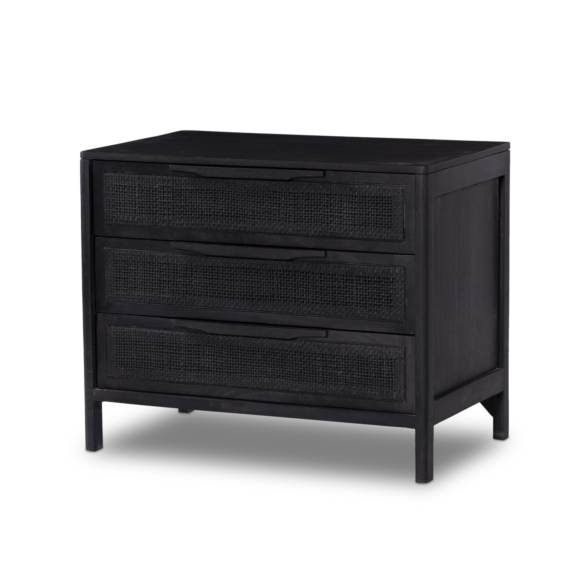 Sydney Large Nightstand, Black Wash/Black Cane