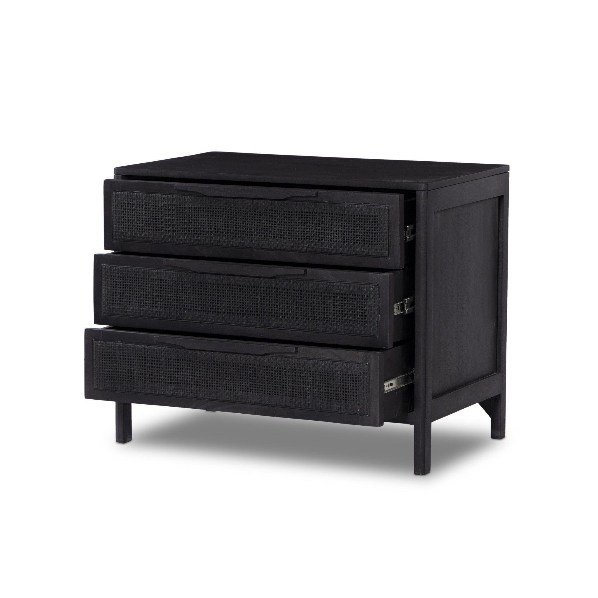 Sydney Large Nightstand, Black Wash/Black Cane