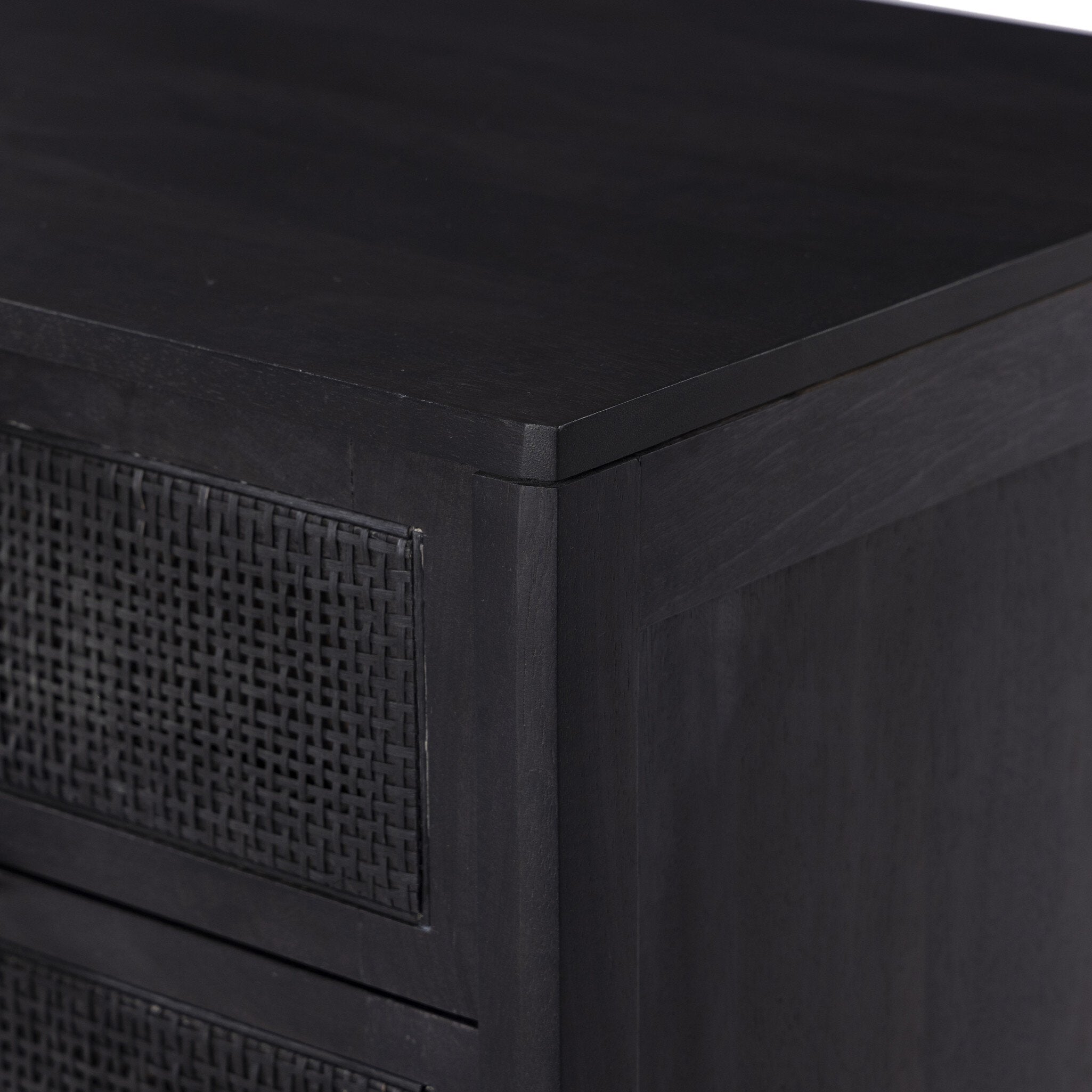 Sydney Large Nightstand, Black Wash/Black Cane