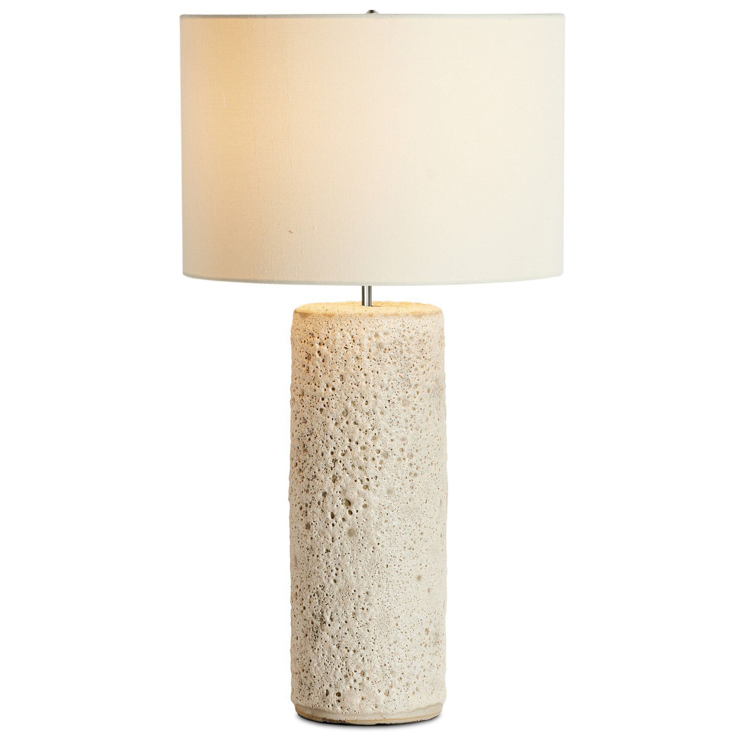 Ozer Table Lamp, Reactive White Glaze