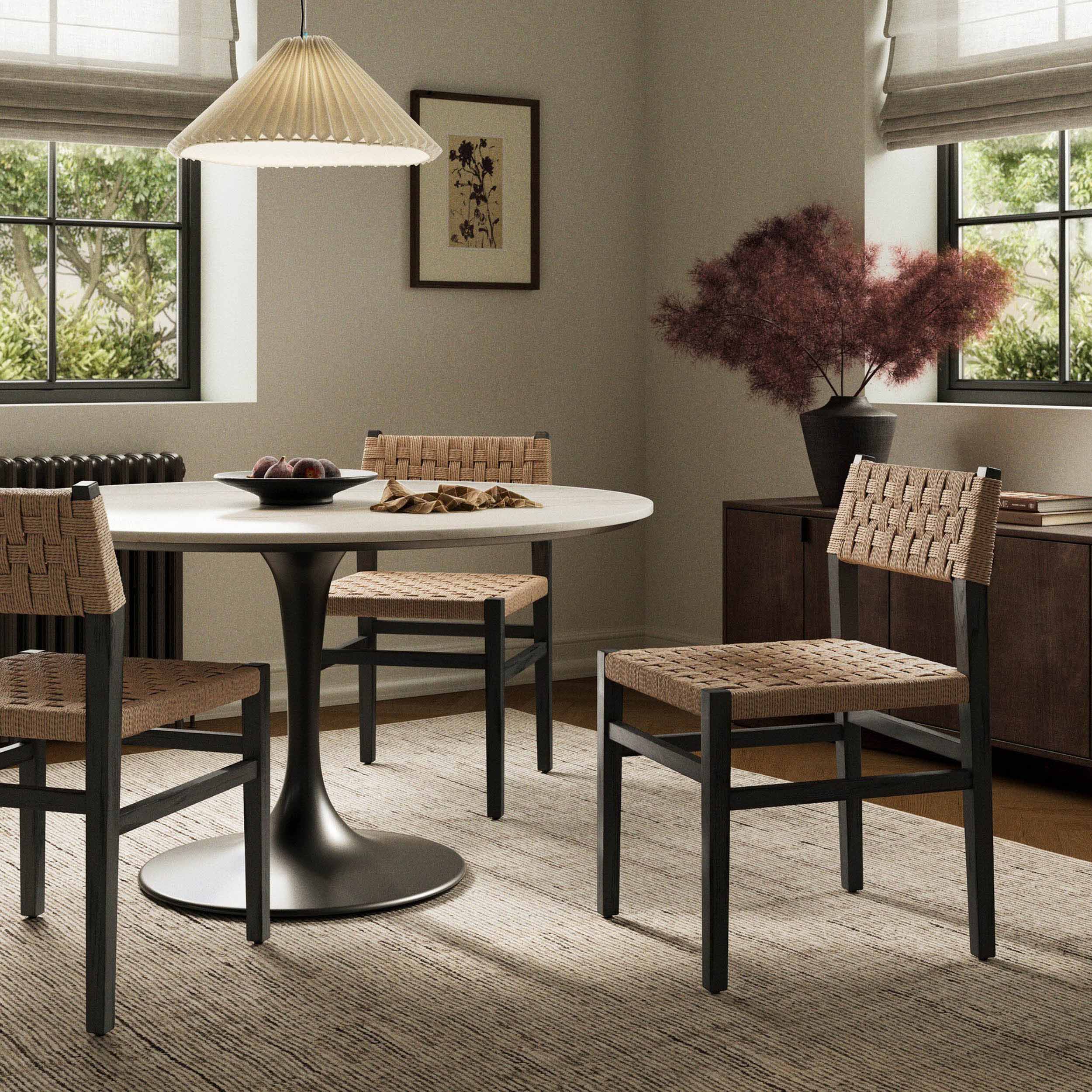 Hamlin Dining Chair, Double Twisted Paper Cord, Distressed Black Ash