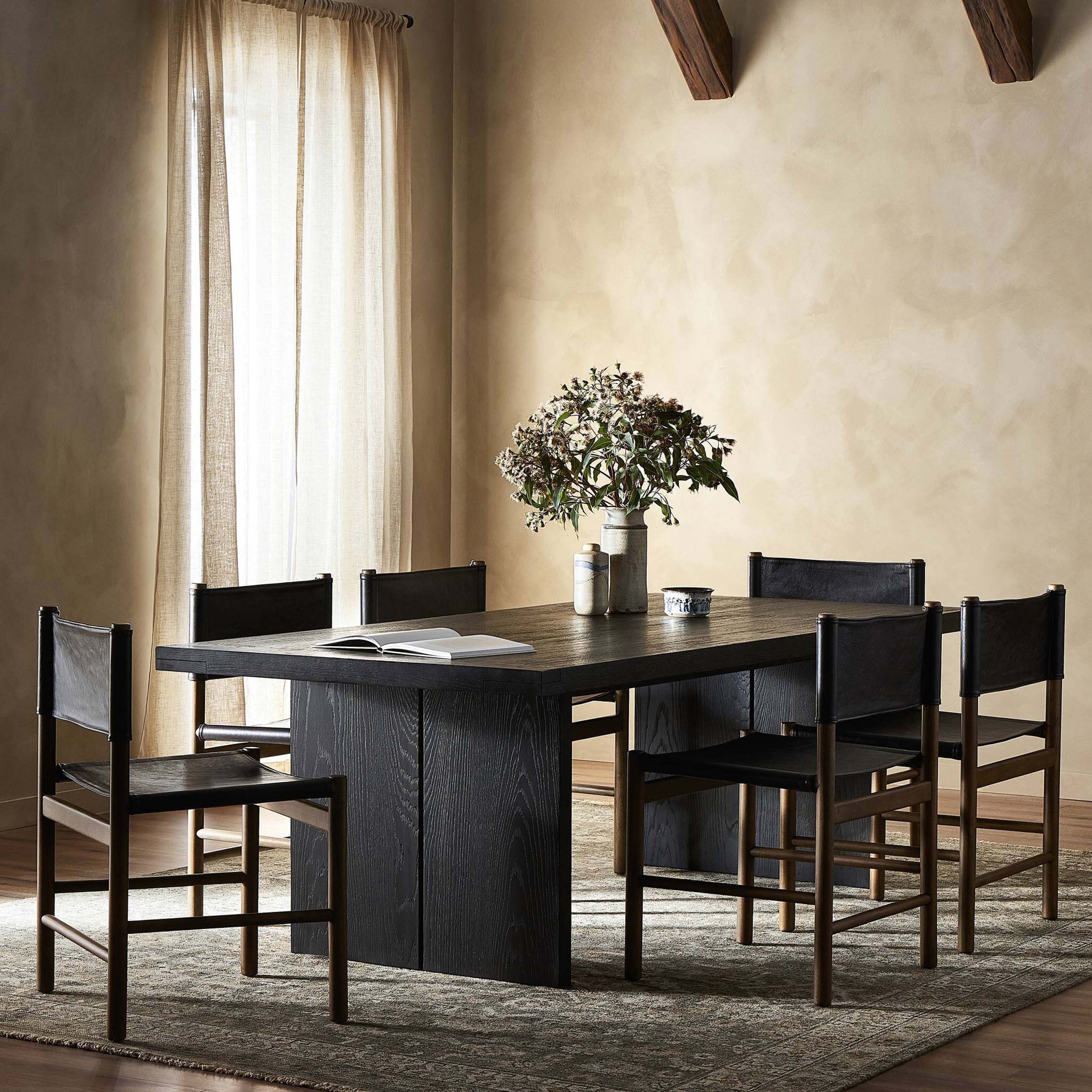 Warby Dining Table, Worn Black Veneer