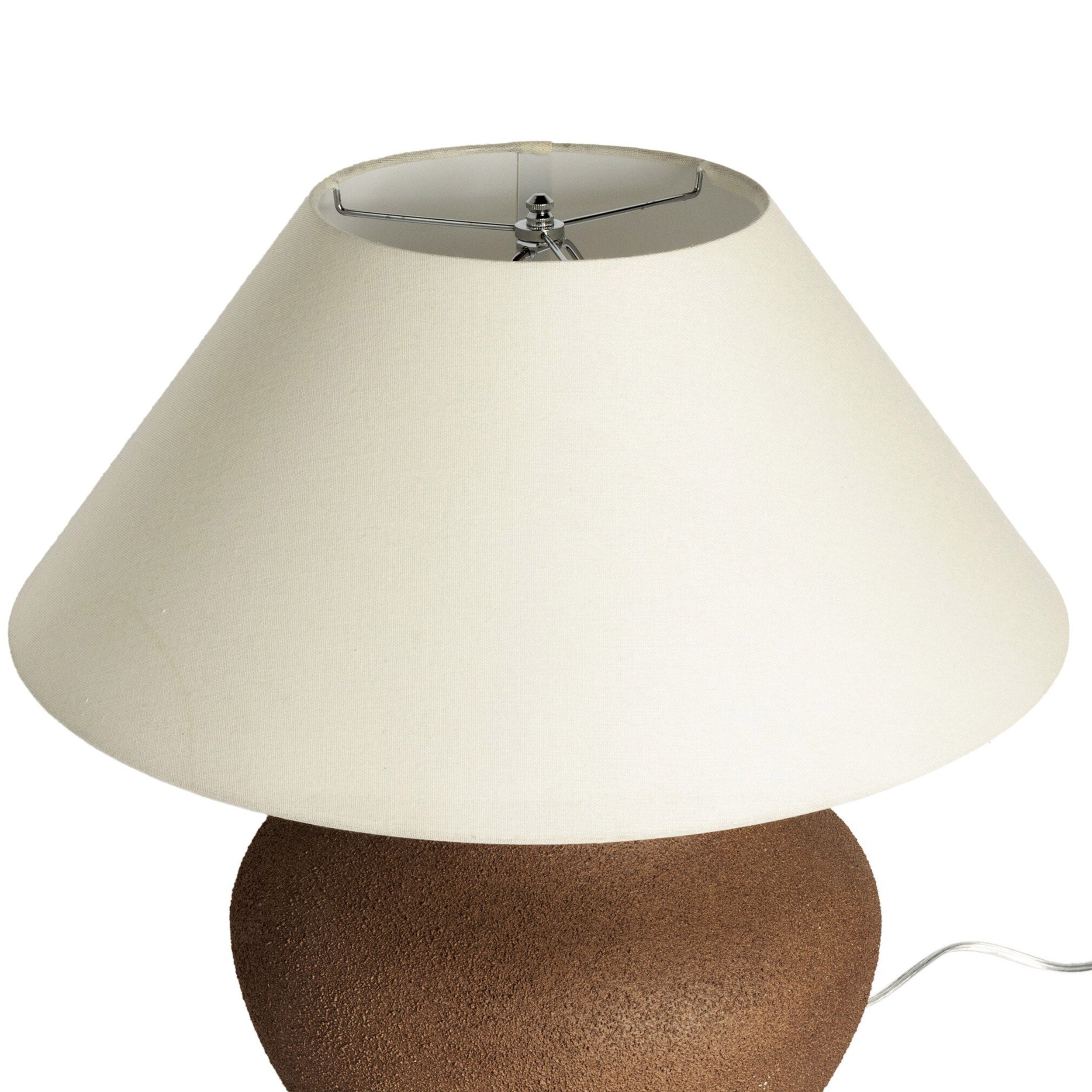 Parma Table Lamp, Textured Dark Sand Porcelain, Ivory Linen