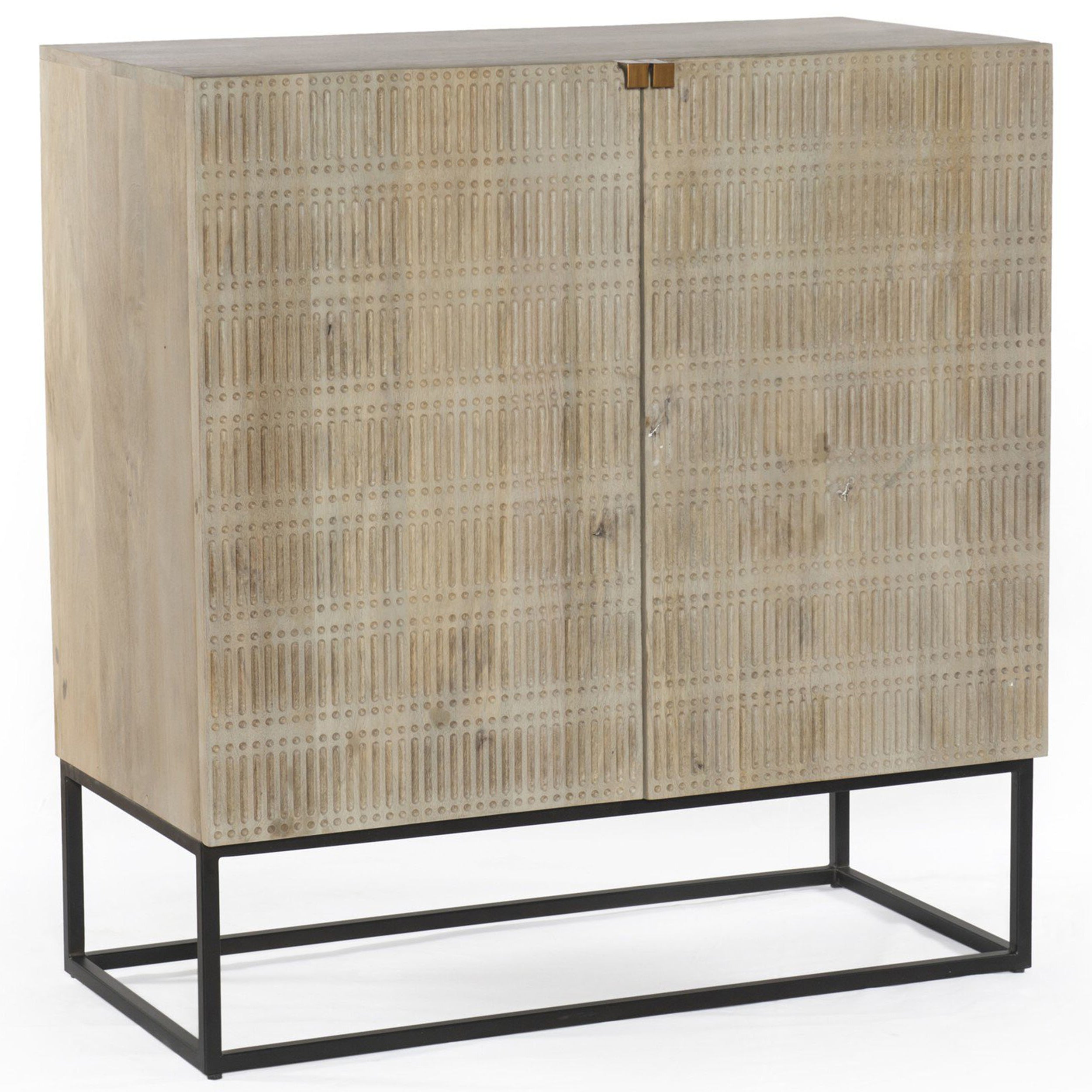 Kelby Bar Cabinet, Light Wash Carved Mango