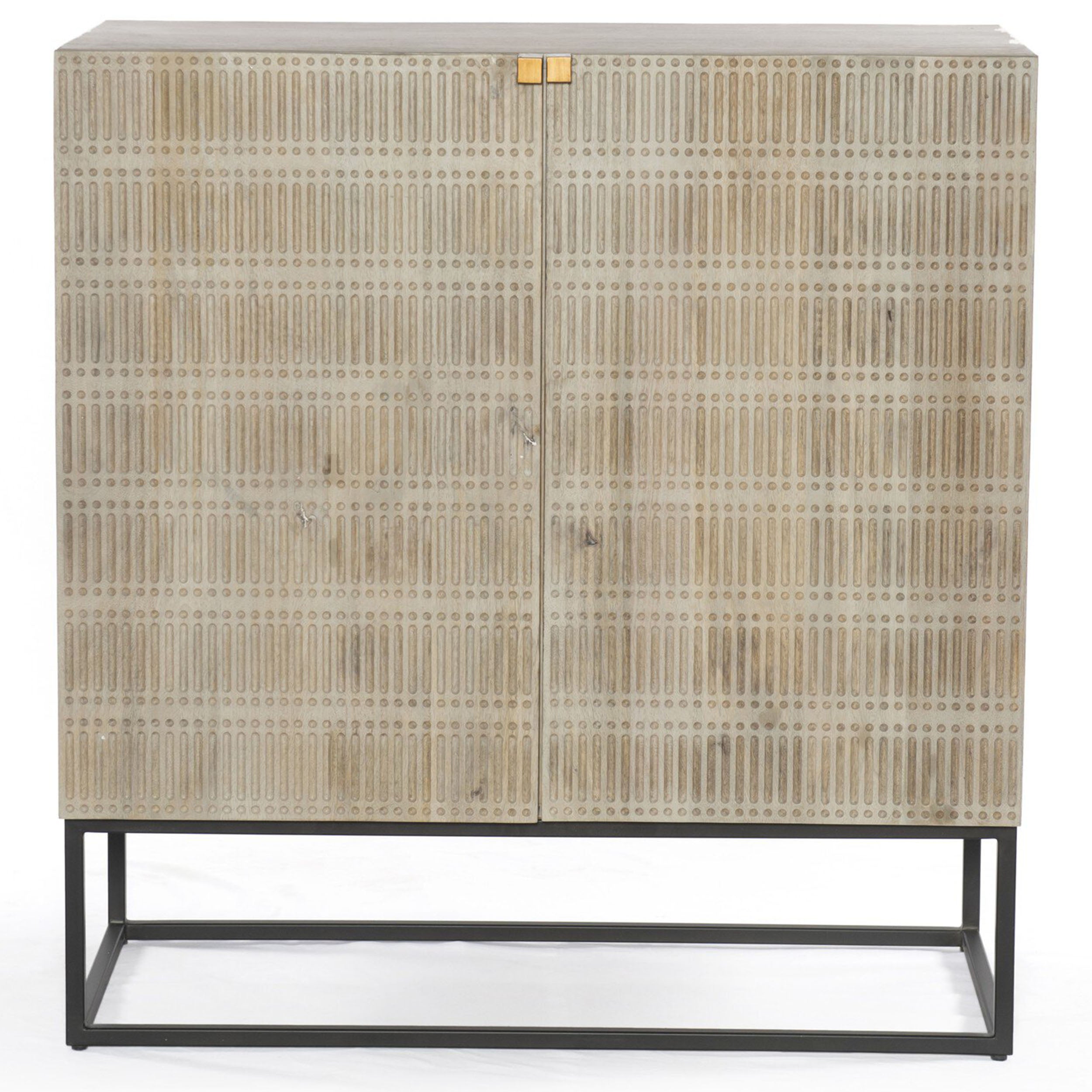 Kelby Bar Cabinet, Light Wash Carved Mango