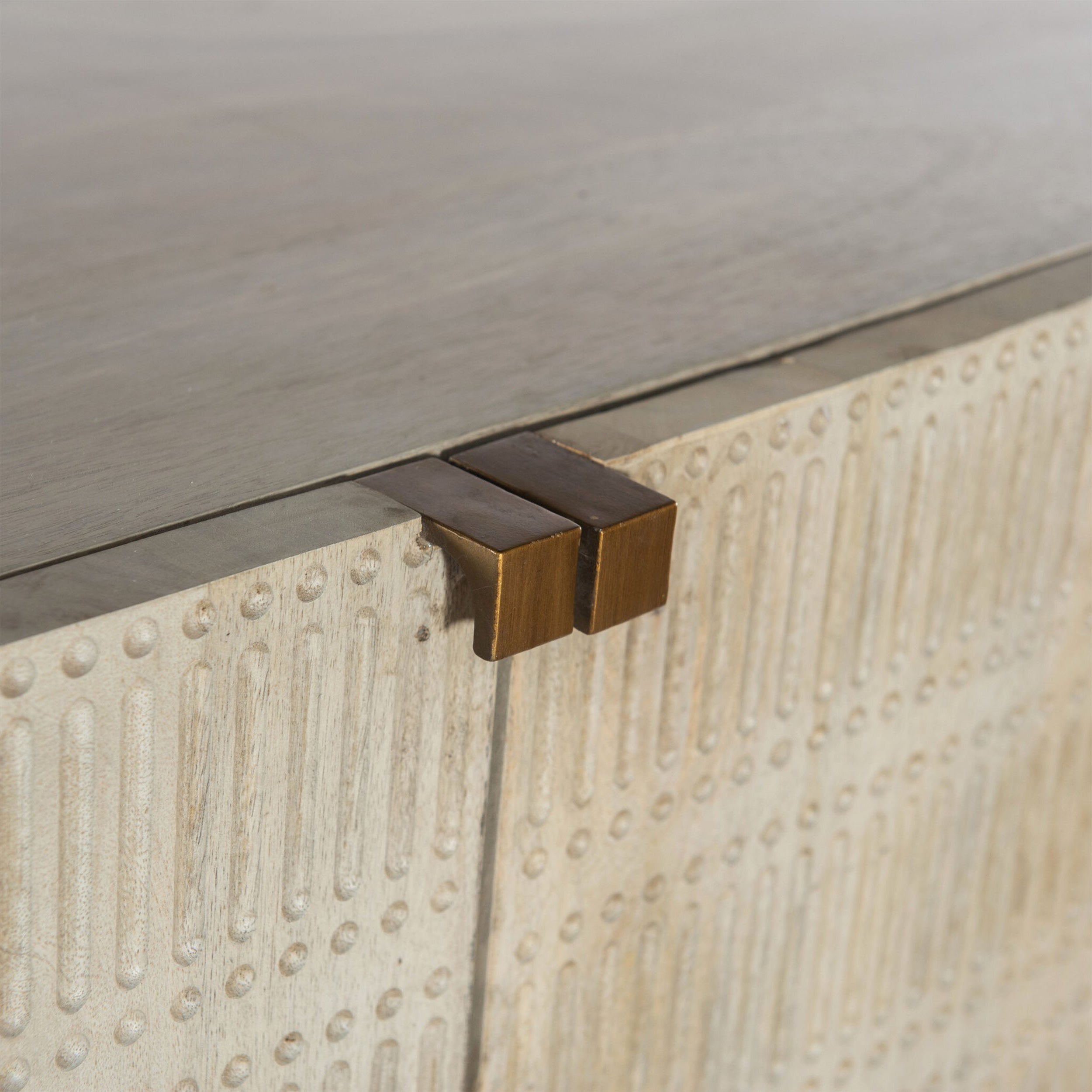 Kelby Bar Cabinet, Light Wash Carved Mango