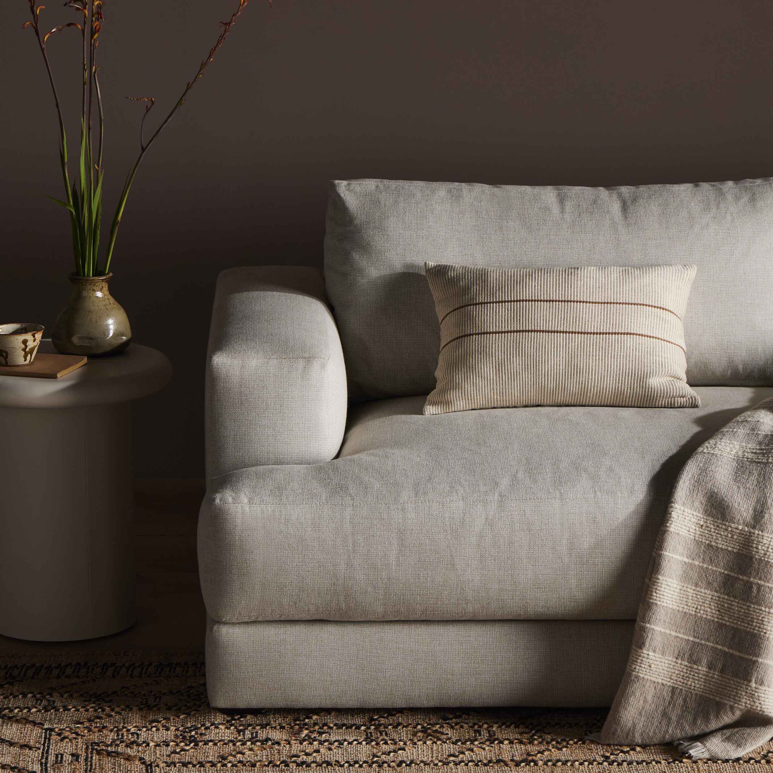 Handwoven Merido Pillow - Beige, Beige Cotton, Cover Only