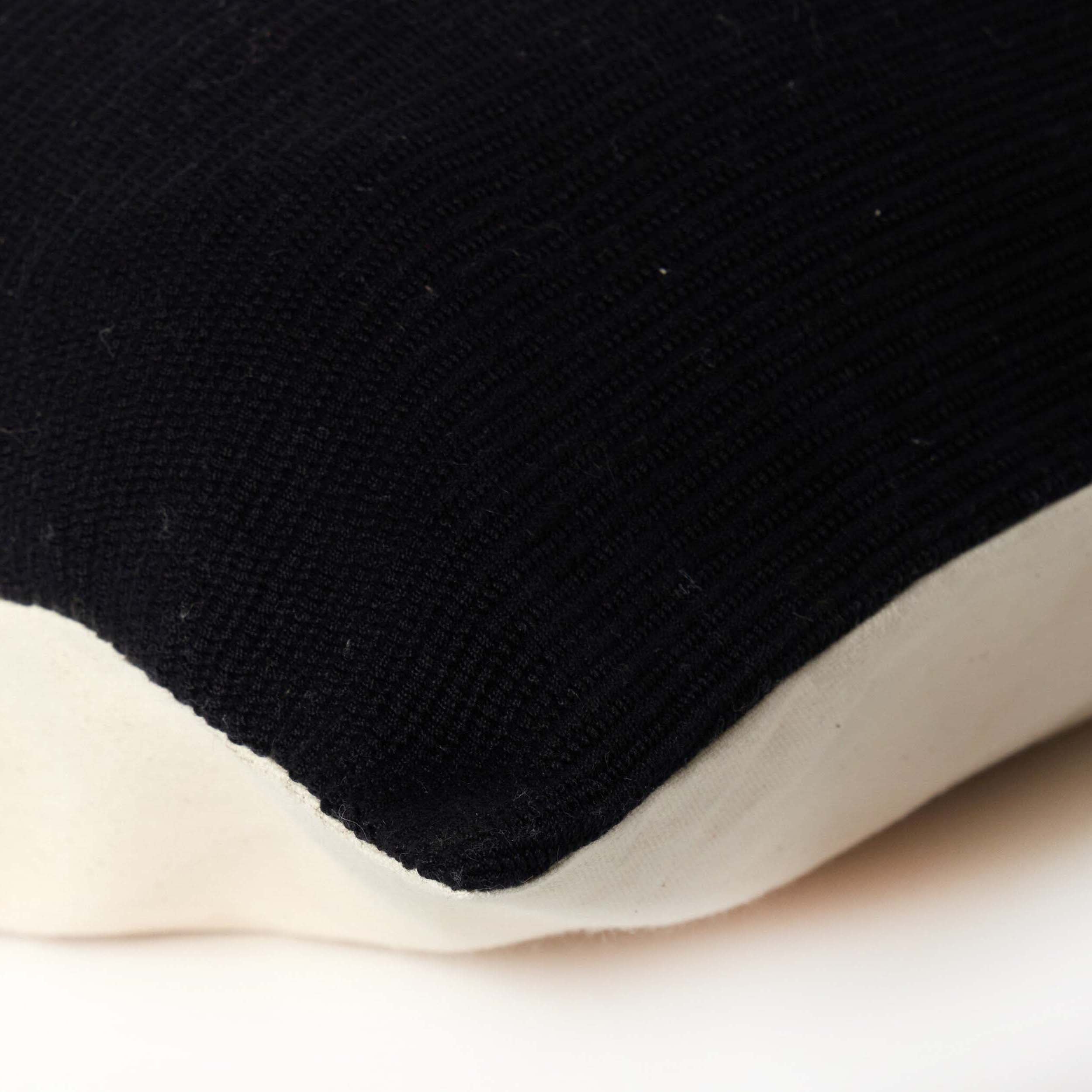 Handwoven Merido Pillow - Black, Beige Cotton, Cover Only