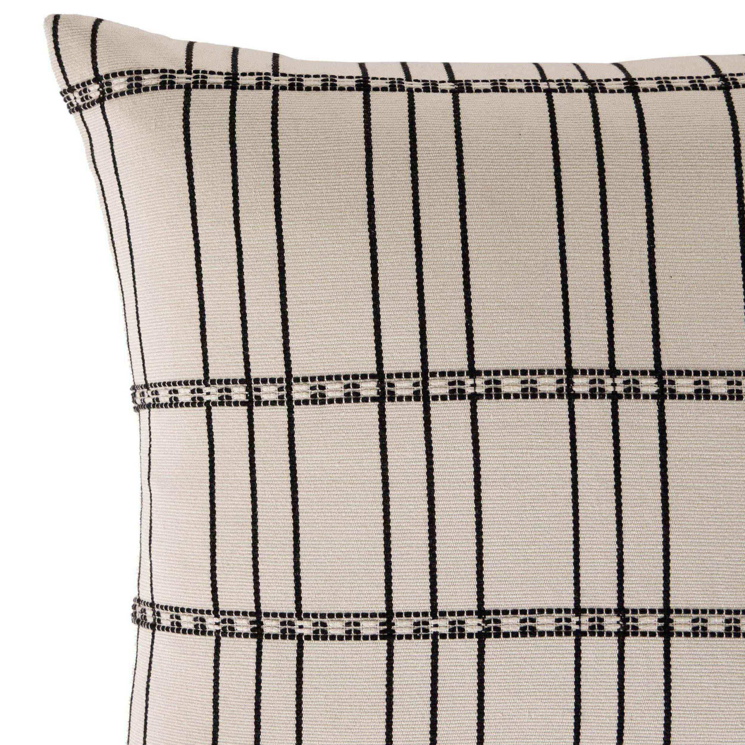 Handwoven Chiapas Pillow, Ivory Cotton, Cover + Insert