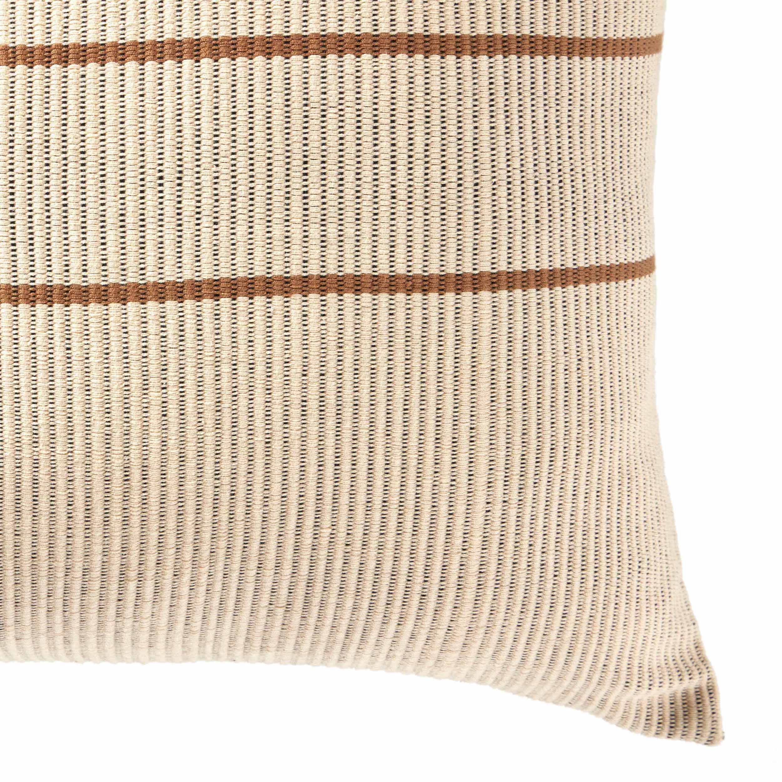 Handwoven Merido Pillow - Beige, Beige Cotton, Cover + Insert