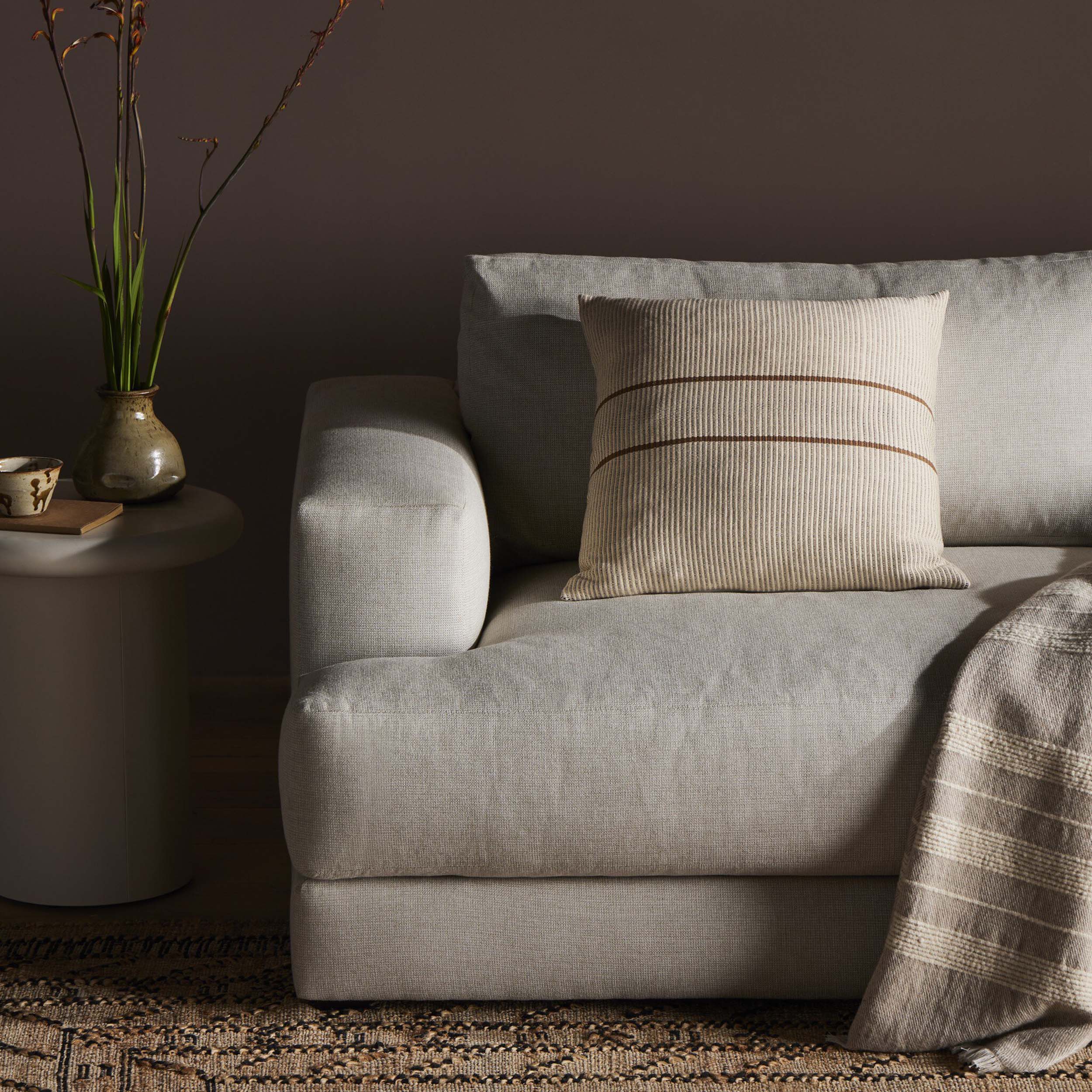 Handwoven Merido Pillow - Beige, Beige Cotton, Cover + Insert