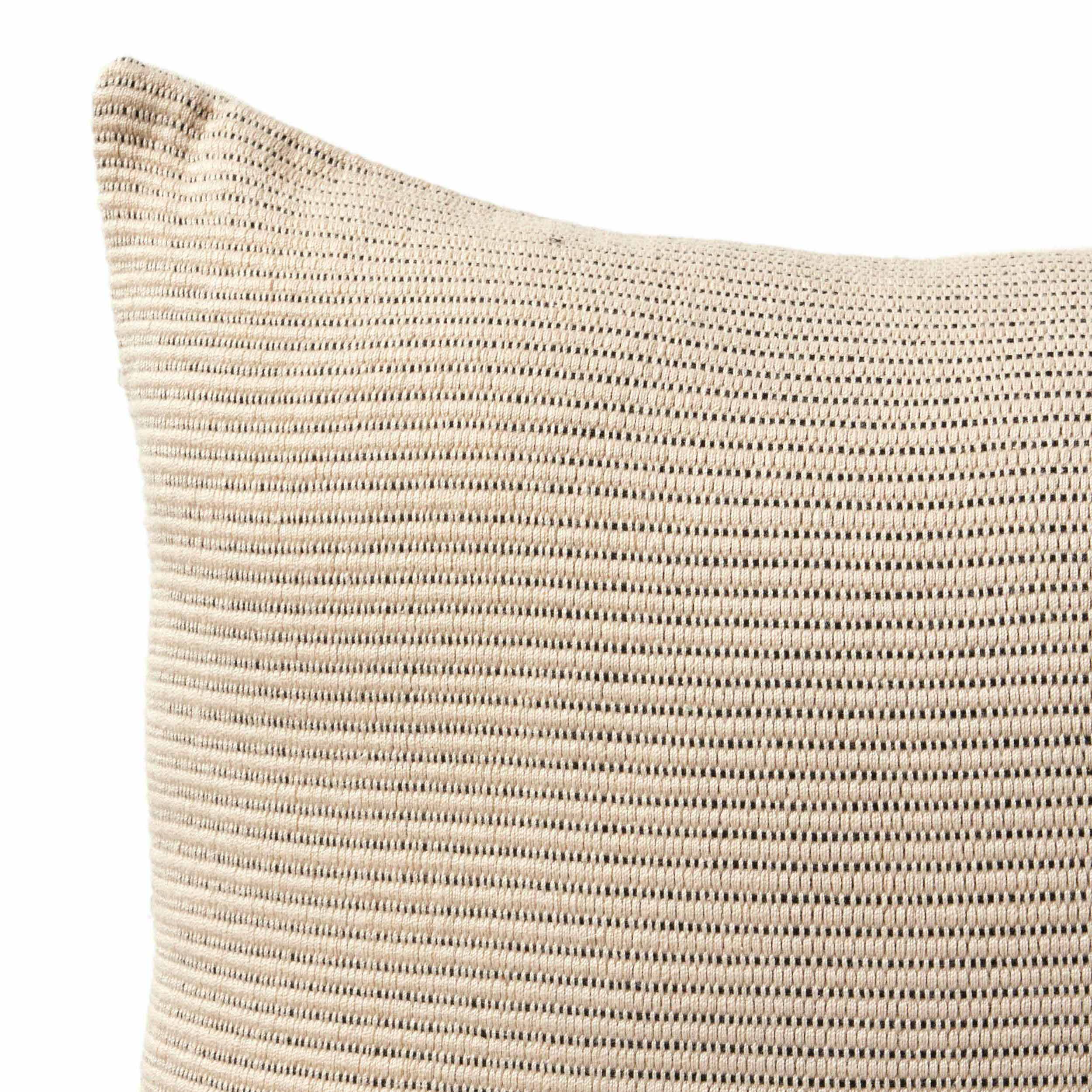 Handwoven Merido Pillow - Black, Beige Cotton, Cover + Insert