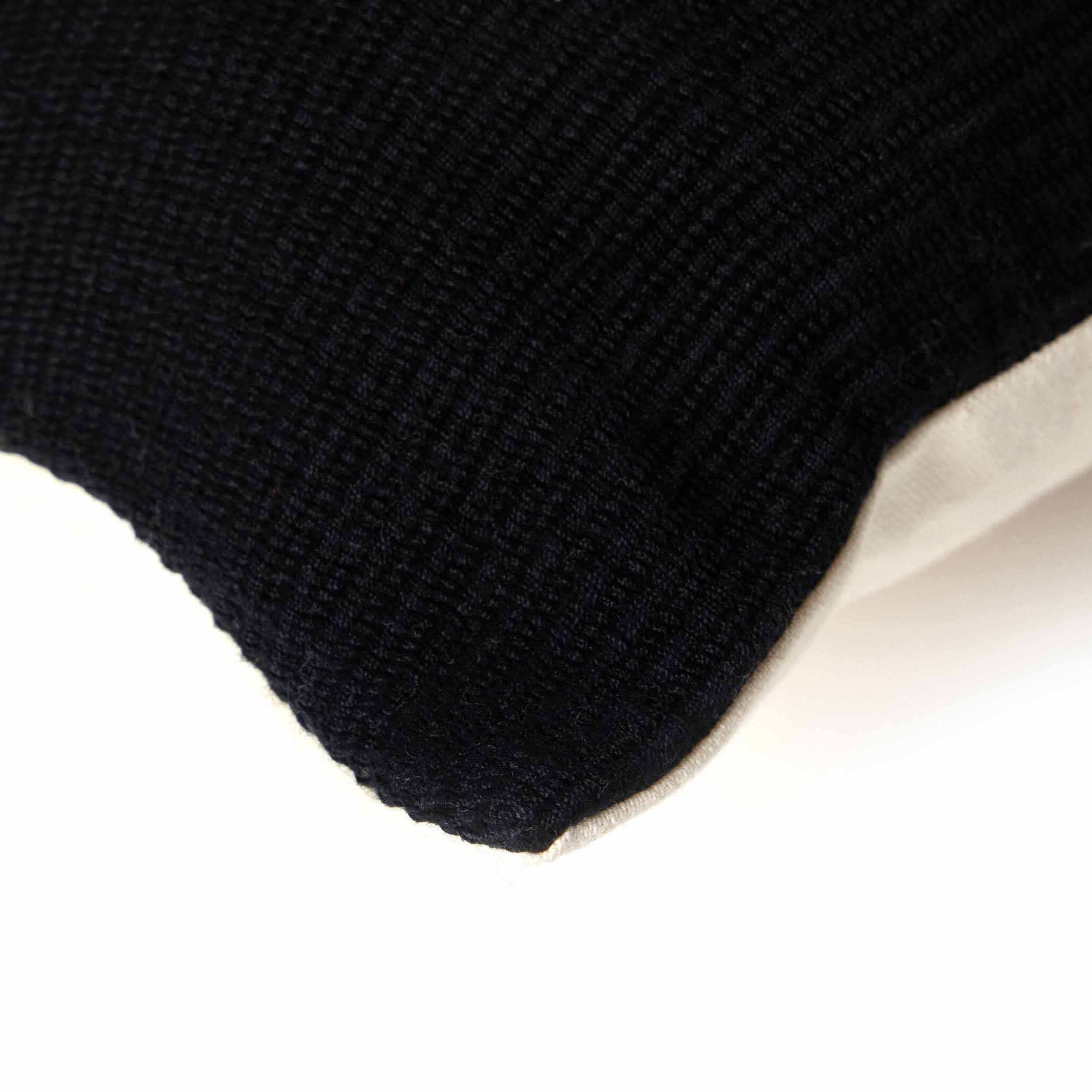 Handwoven Merido Pillow - Black, Beige Cotton, Cover + Insert