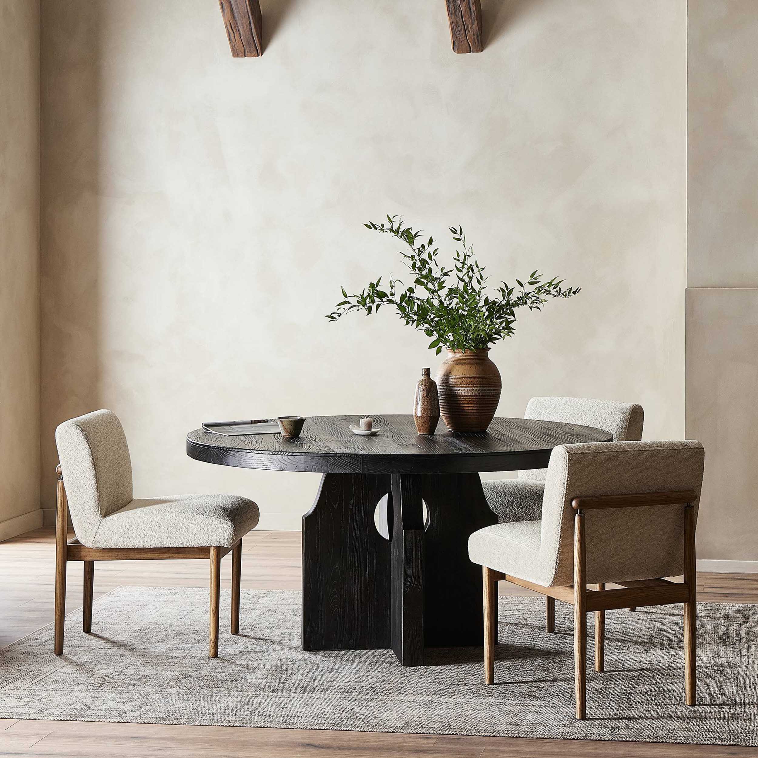 Allandale Round Dining Table, Reclaimed Black Elm