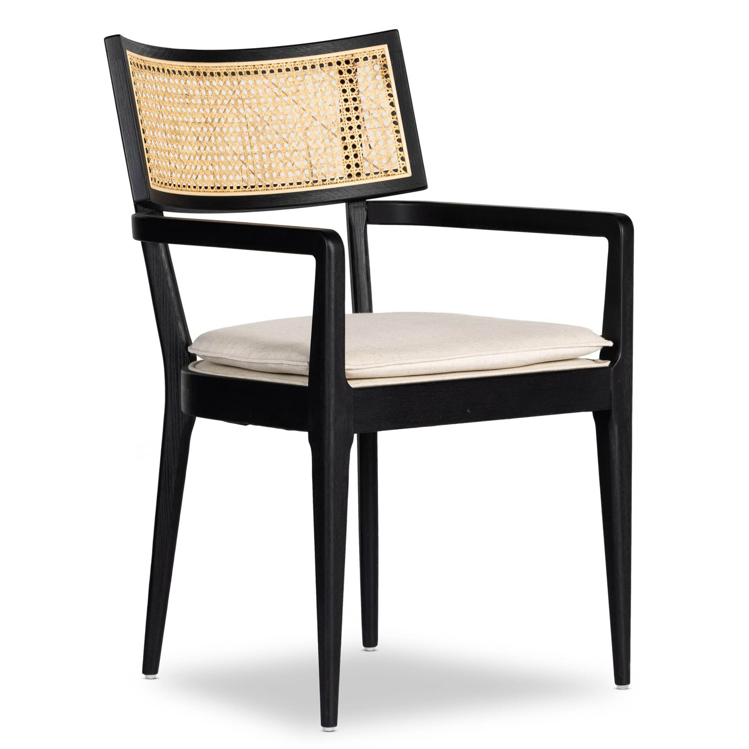 Britt Dining Armchair, Savile Flax, Brushed Ebony