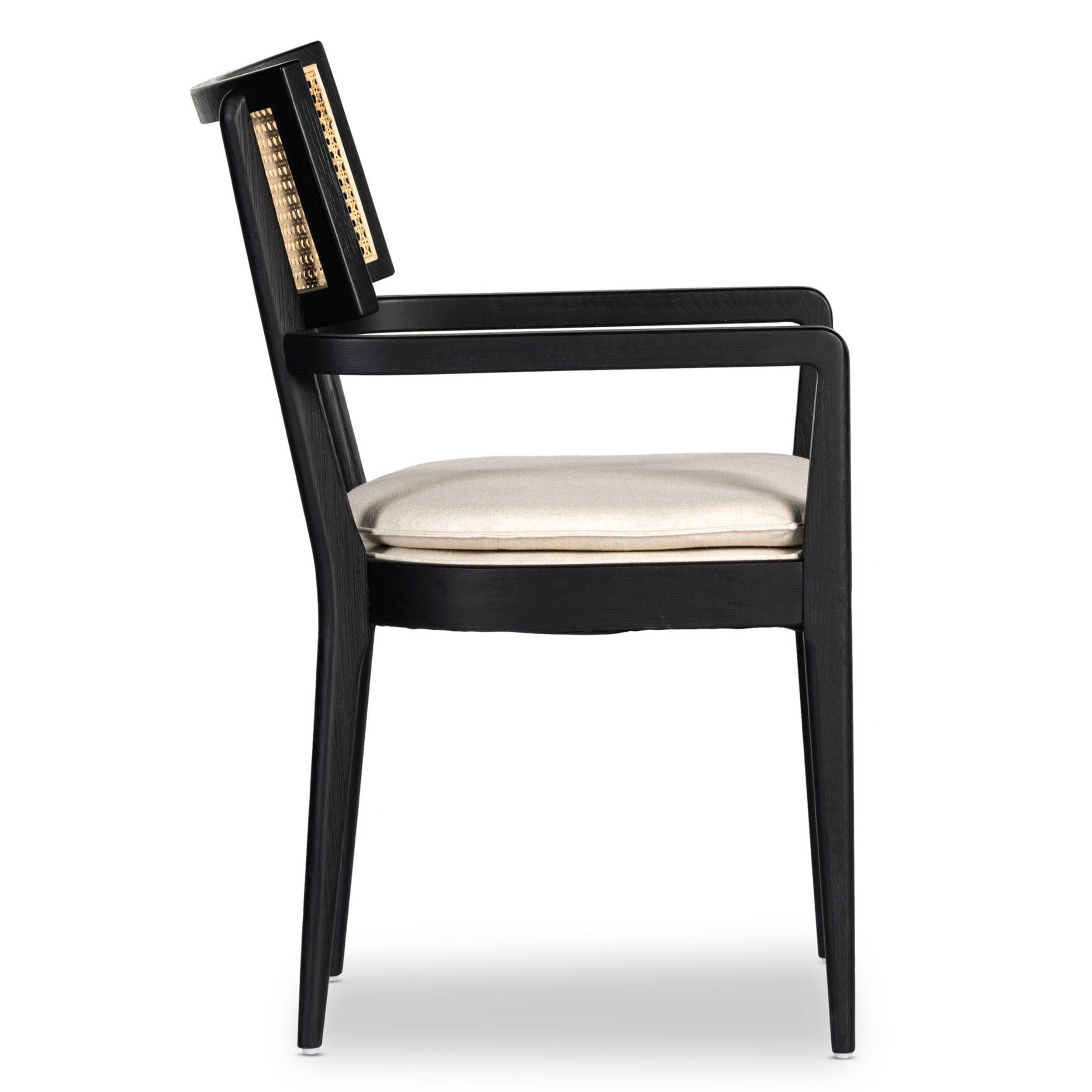 Britt Dining Armchair, Savile Flax, Brushed Ebony