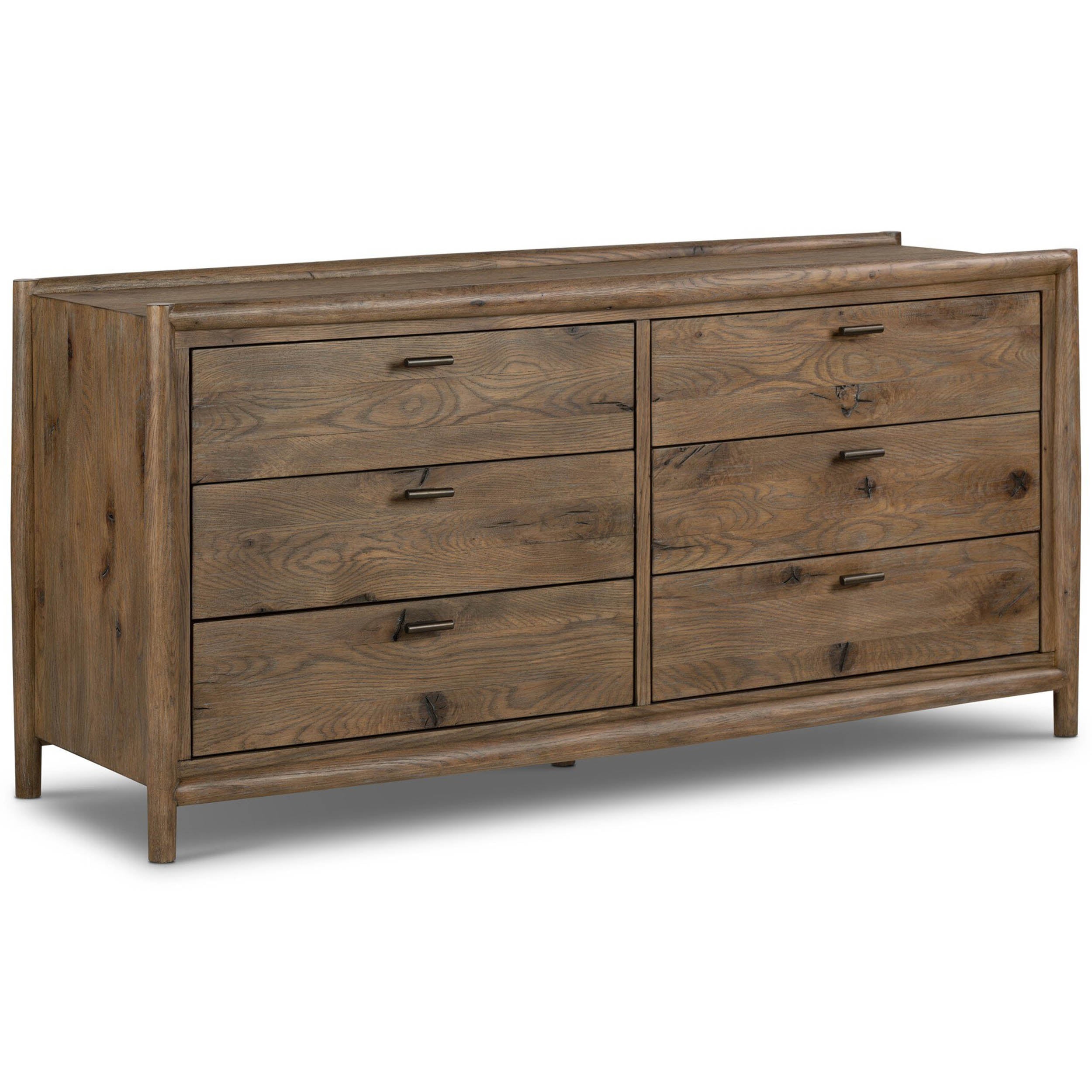 Glenview 6 Drawer Dresser, Weathered Oak Veneer