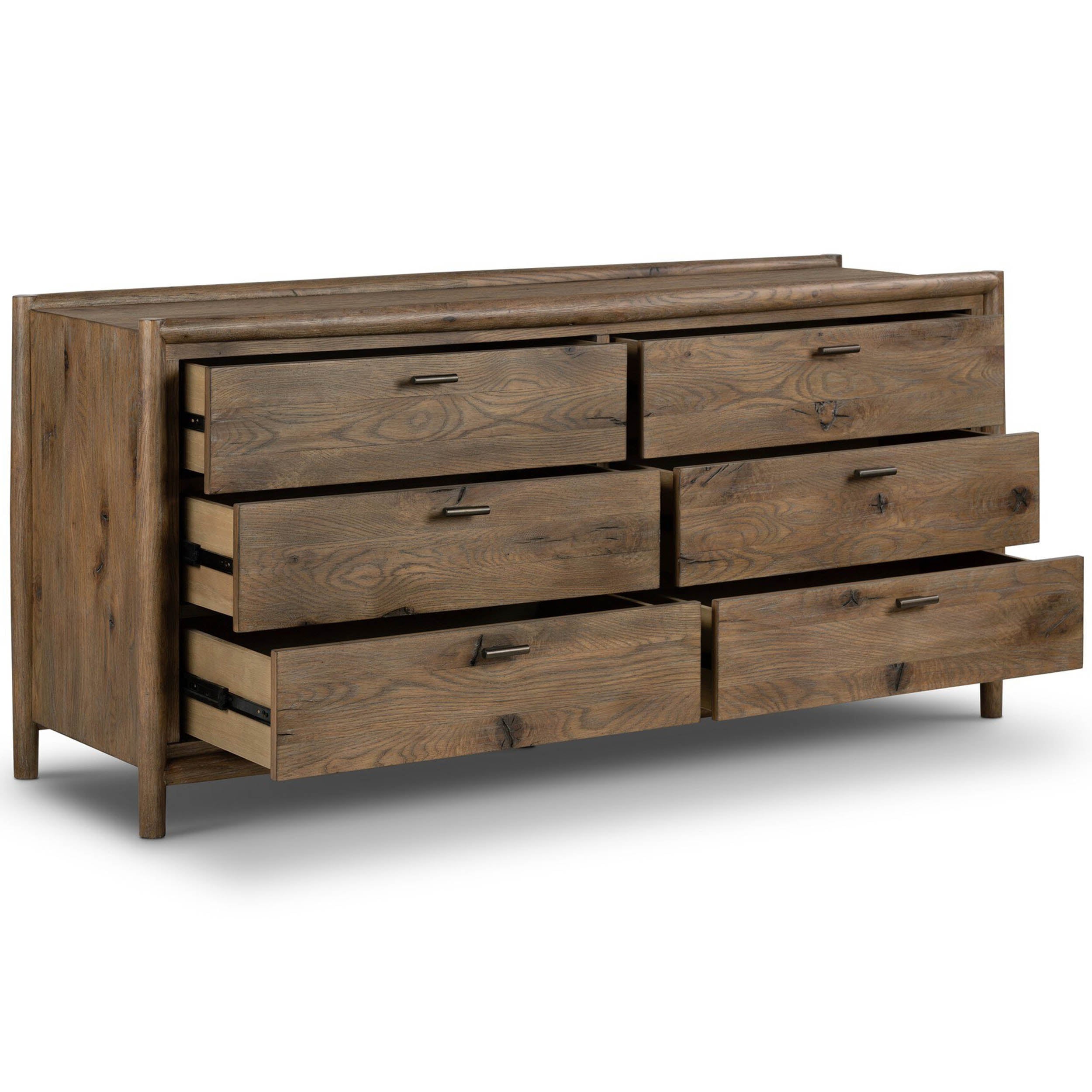 Glenview 6 Drawer Dresser, Weathered Oak Veneer