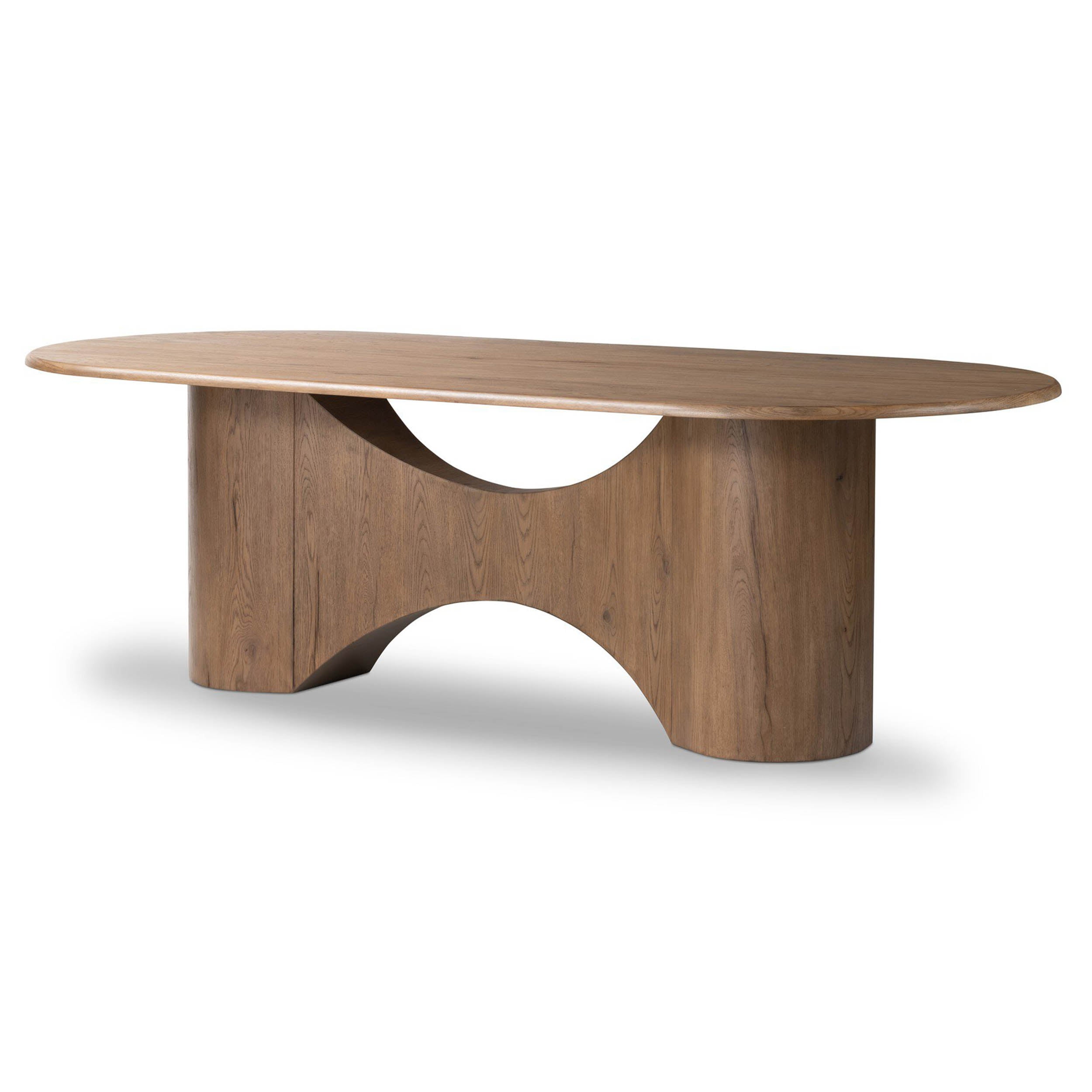 Olexey Oval Dining Table, Rubbed Light Oak